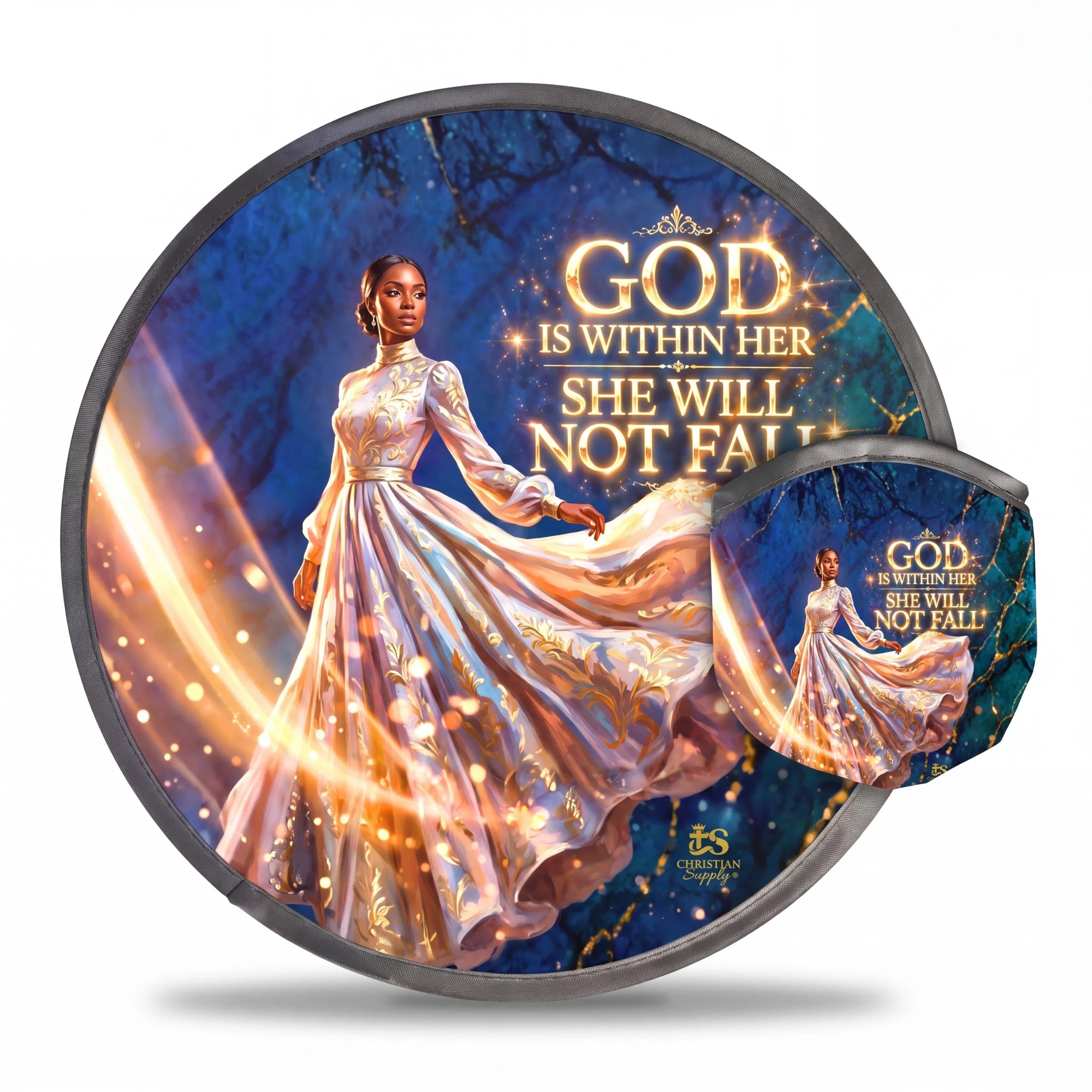 Christian Foldable Fan with Matching Pouch | Inspirational Faith Gift