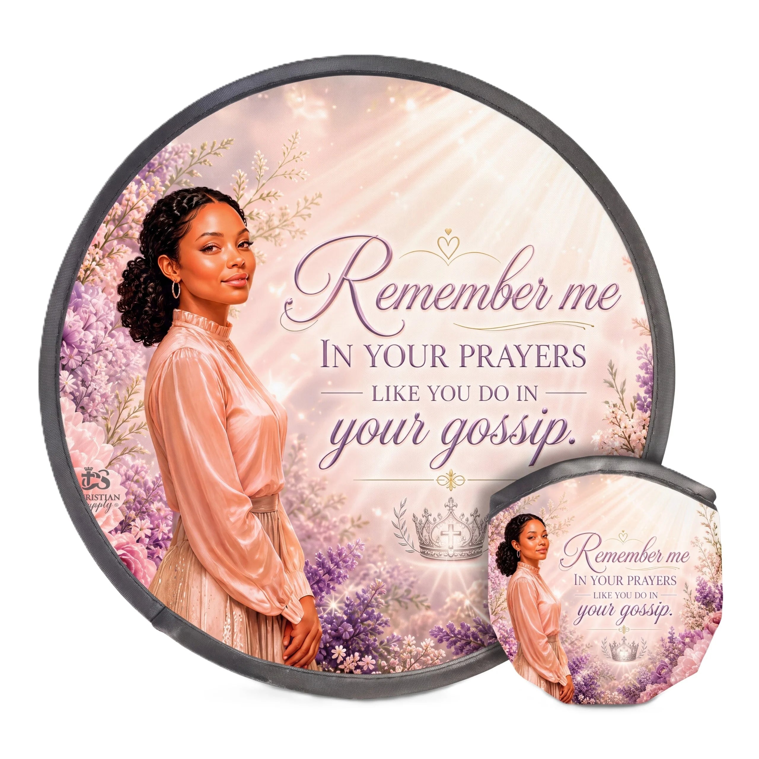 Christian Foldable Fan with Matching Pouch | Inspirational Faith Gift