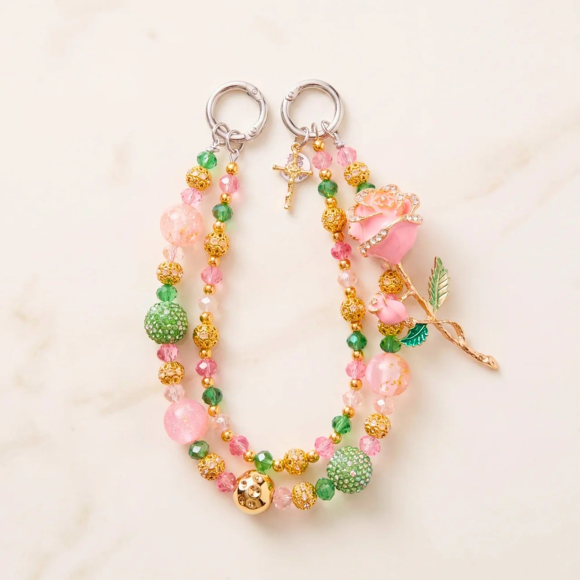 Floral Bag Charm | Flower Purse Charm & Beaded Handbag Accessory