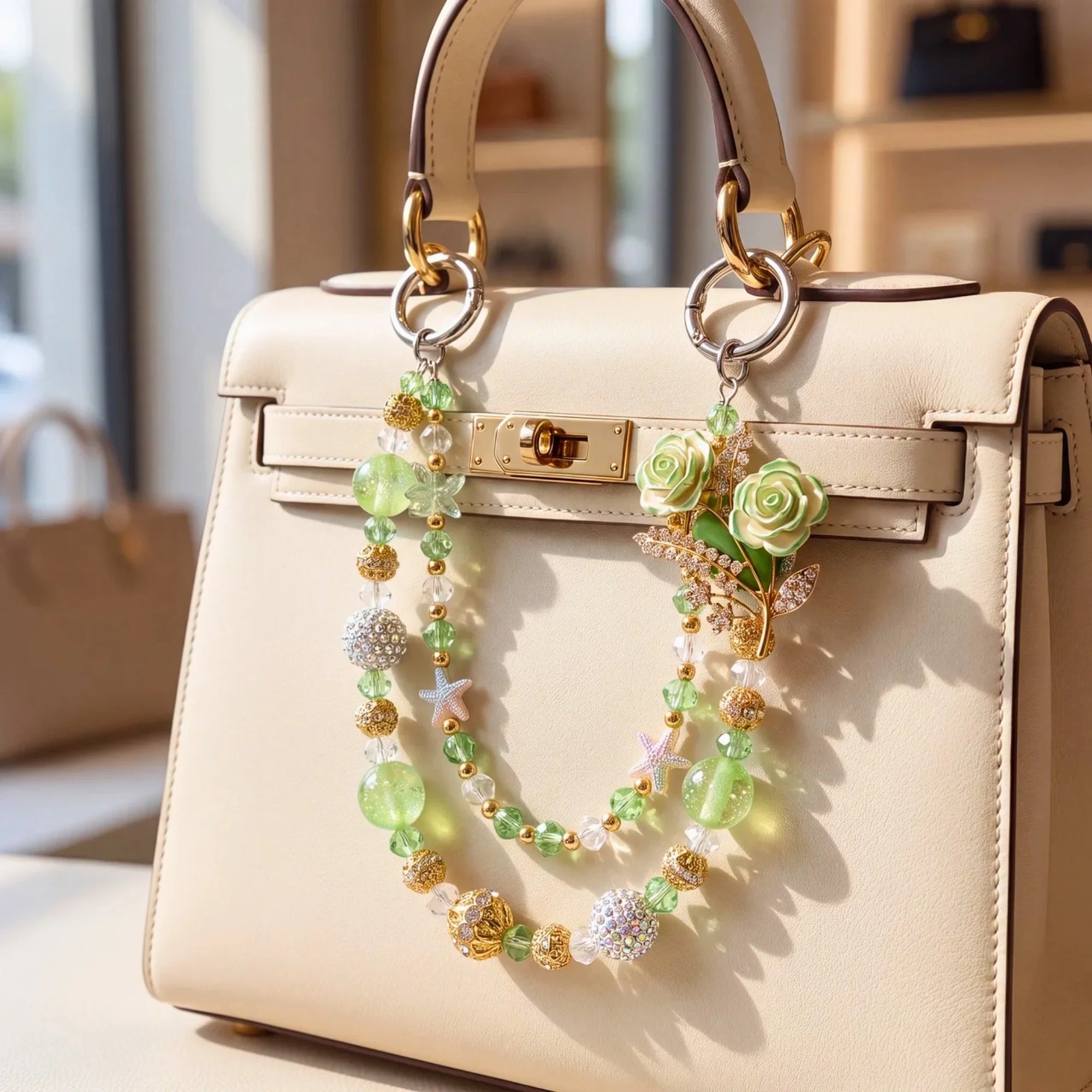 Floral Bag Charm | Flower Purse Charm & Beaded Handbag Accessory