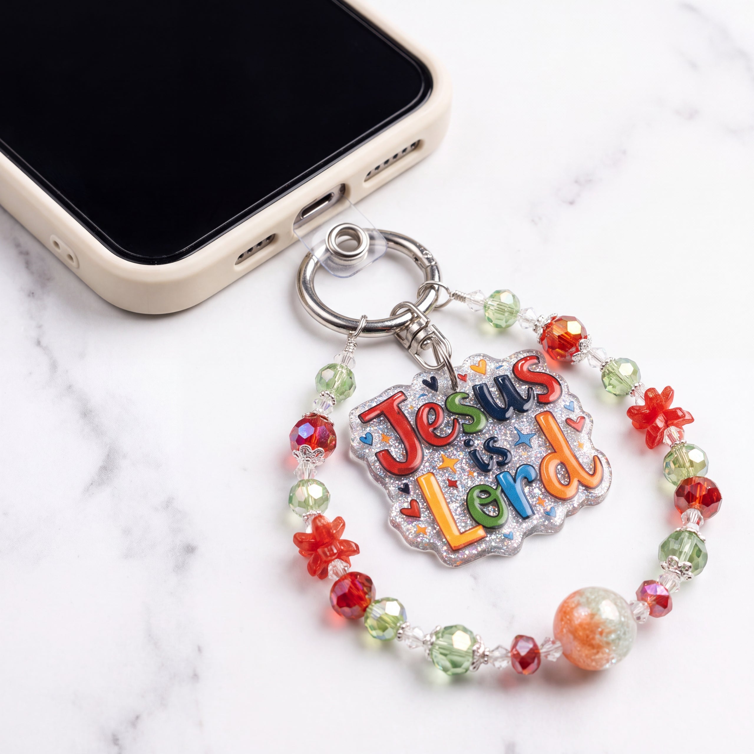 Inspirational Beaded Phone Charm | Phone Tether, Purse Charm & Bag Accessory