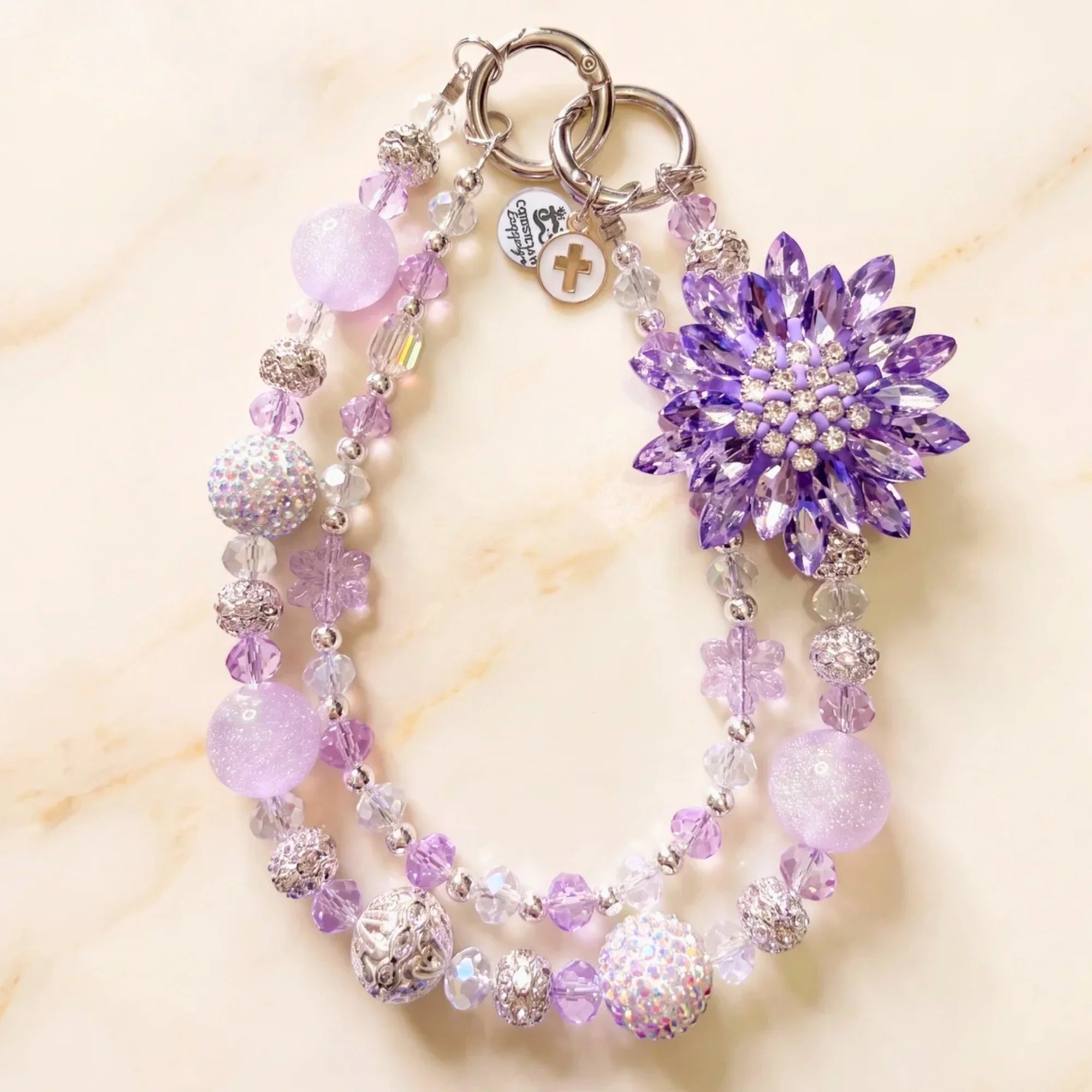 Floral Bag Charm | Flower Purse Charm & Beaded Handbag Accessory