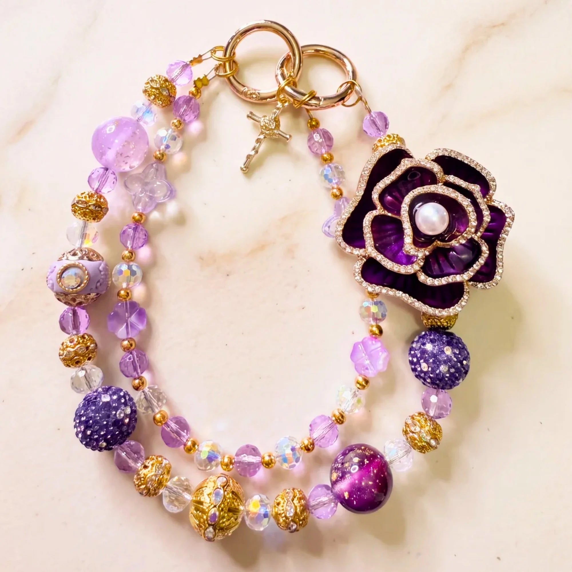 Floral Bag Charm | Flower Purse Charm & Beaded Handbag Accessory