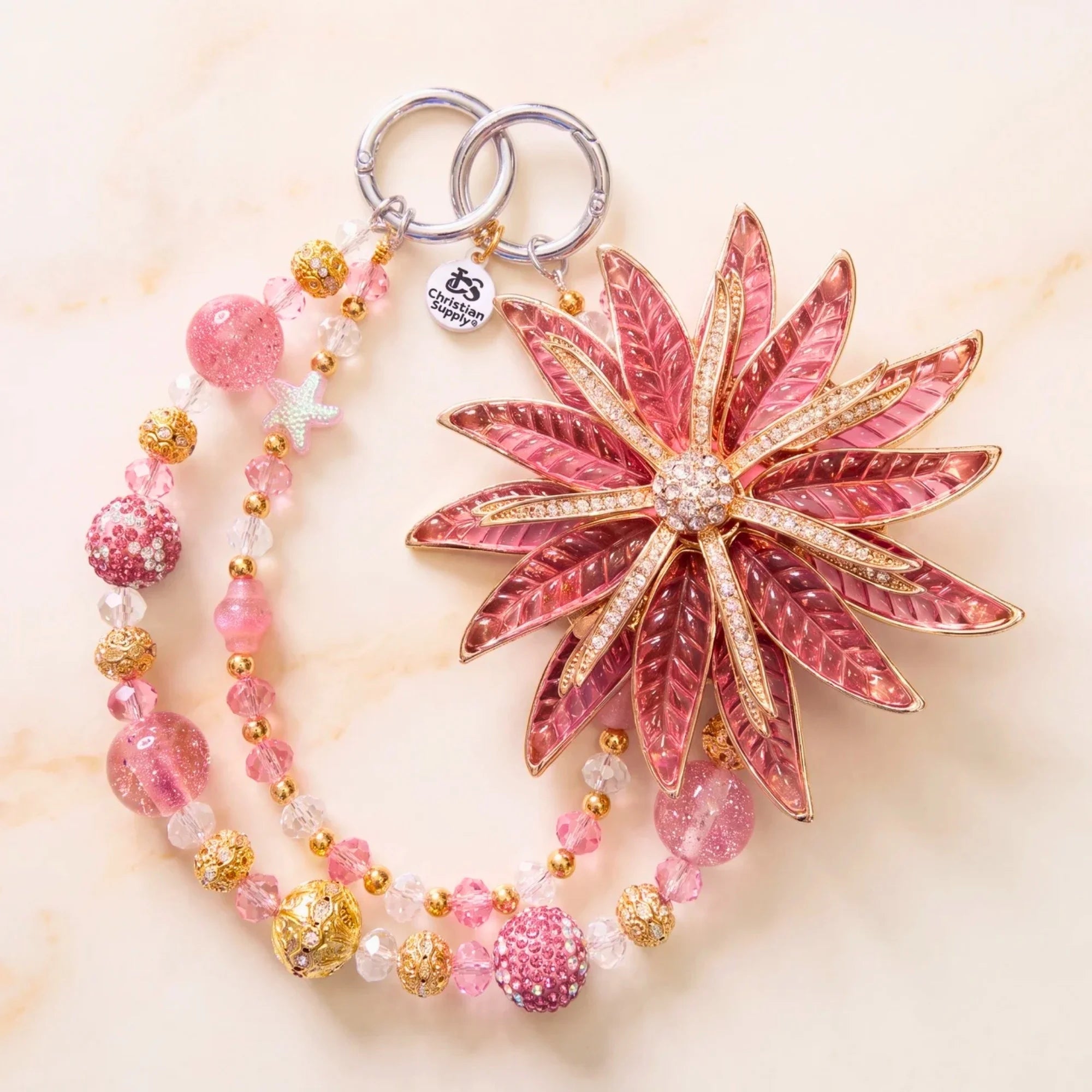 Floral Bag Charm | Flower Purse Charm & Beaded Handbag Accessory