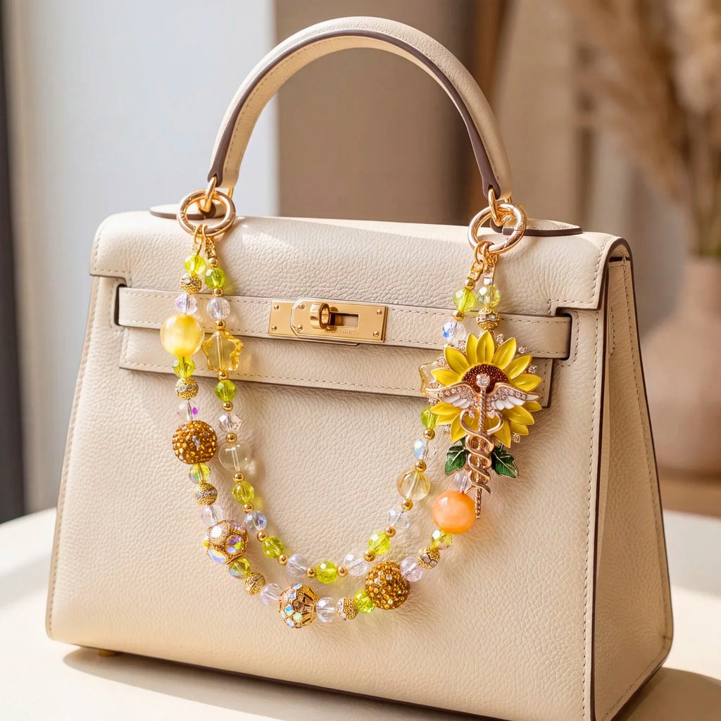 Floral Bag Charm | Flower Purse Charm & Beaded Handbag Accessory