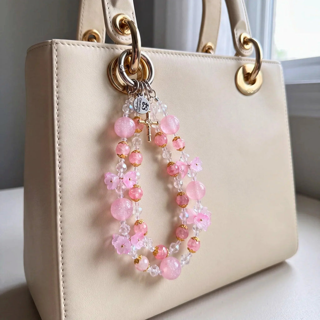 Floral Bag Charm | Flower Purse Charm & Beaded Handbag Accessory