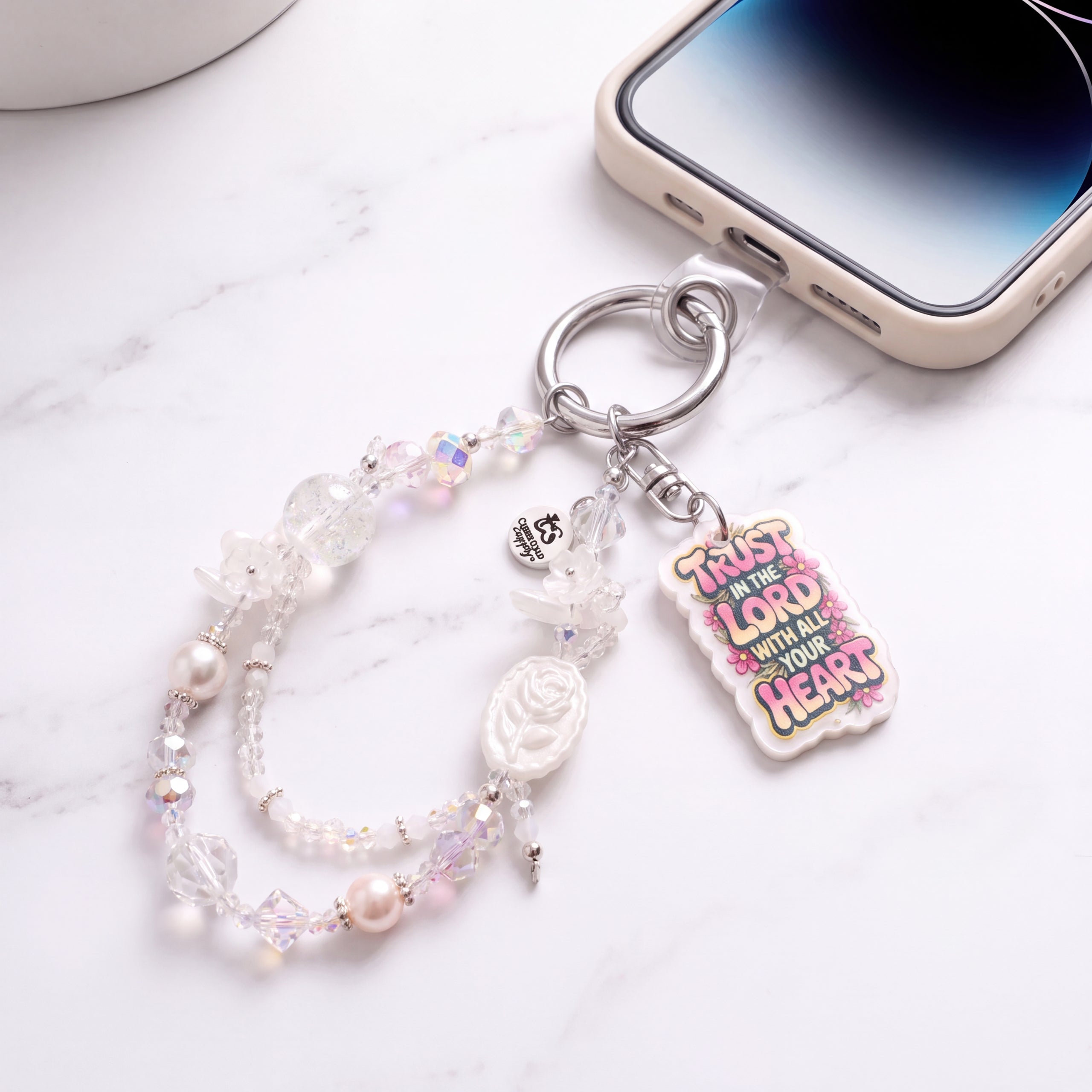Inspirational Beaded Phone Charm | Phone Tether, Purse Charm & Bag Accessory
