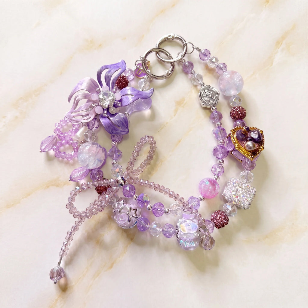 Floral Bag Charm | Flower Purse Charm & Beaded Handbag Accessory