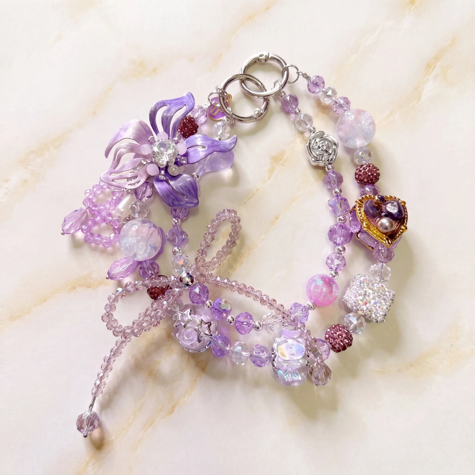 Floral Bag Charm | Flower Purse Charm & Beaded Handbag Accessory