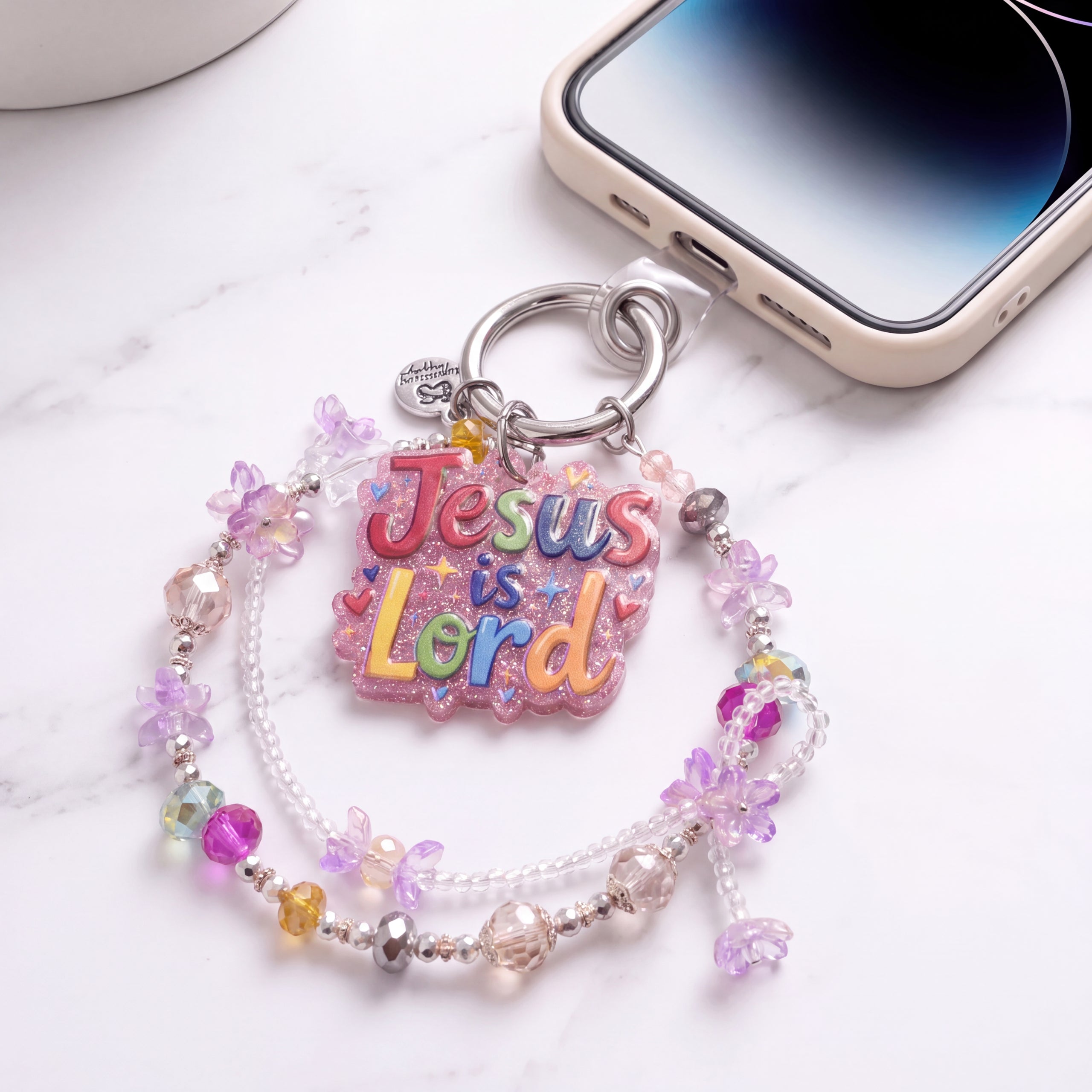 Inspirational Beaded Phone Charm | Phone Tether, Purse Charm & Bag Accessory