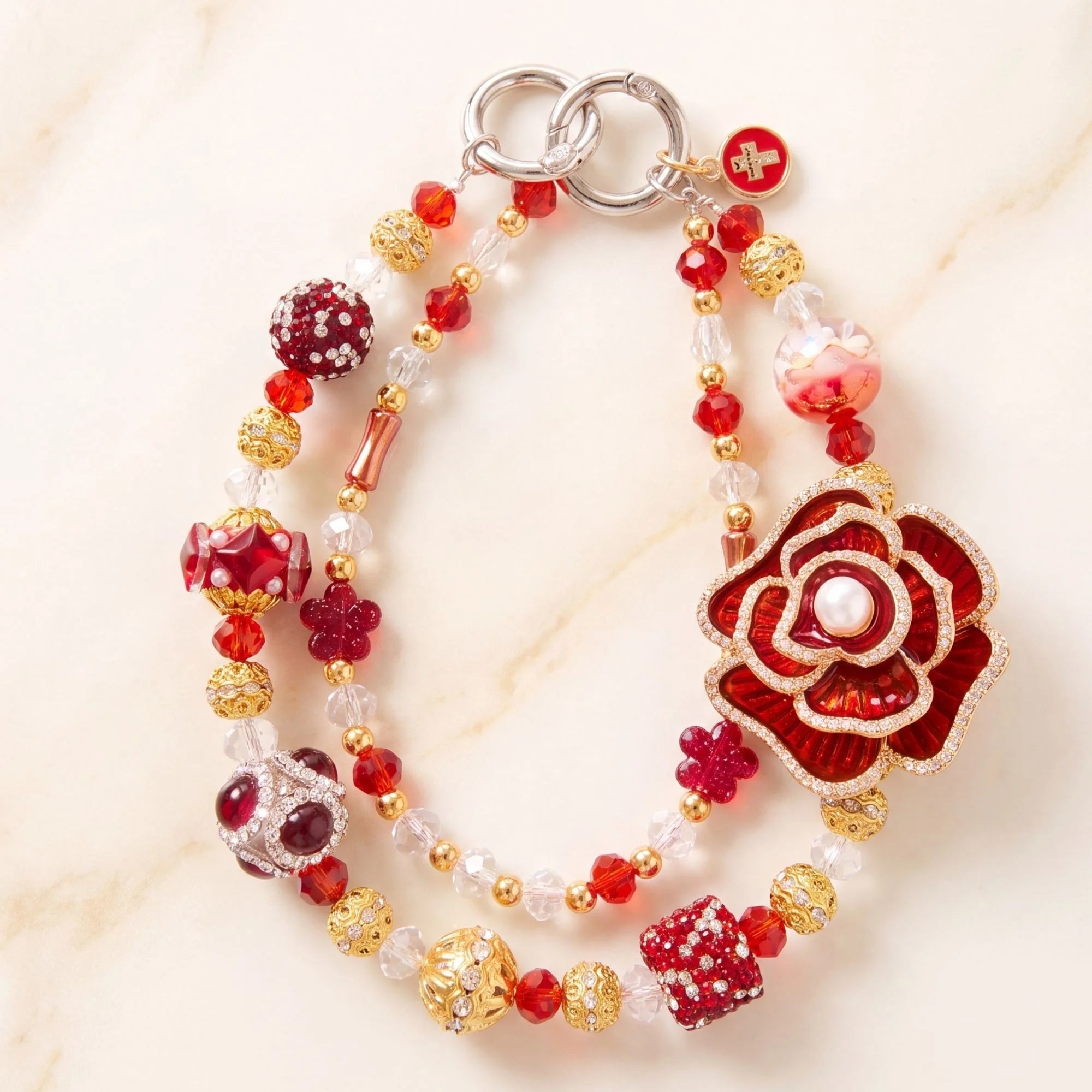 Floral Bag Charm | Flower Purse Charm & Beaded Handbag Accessory
