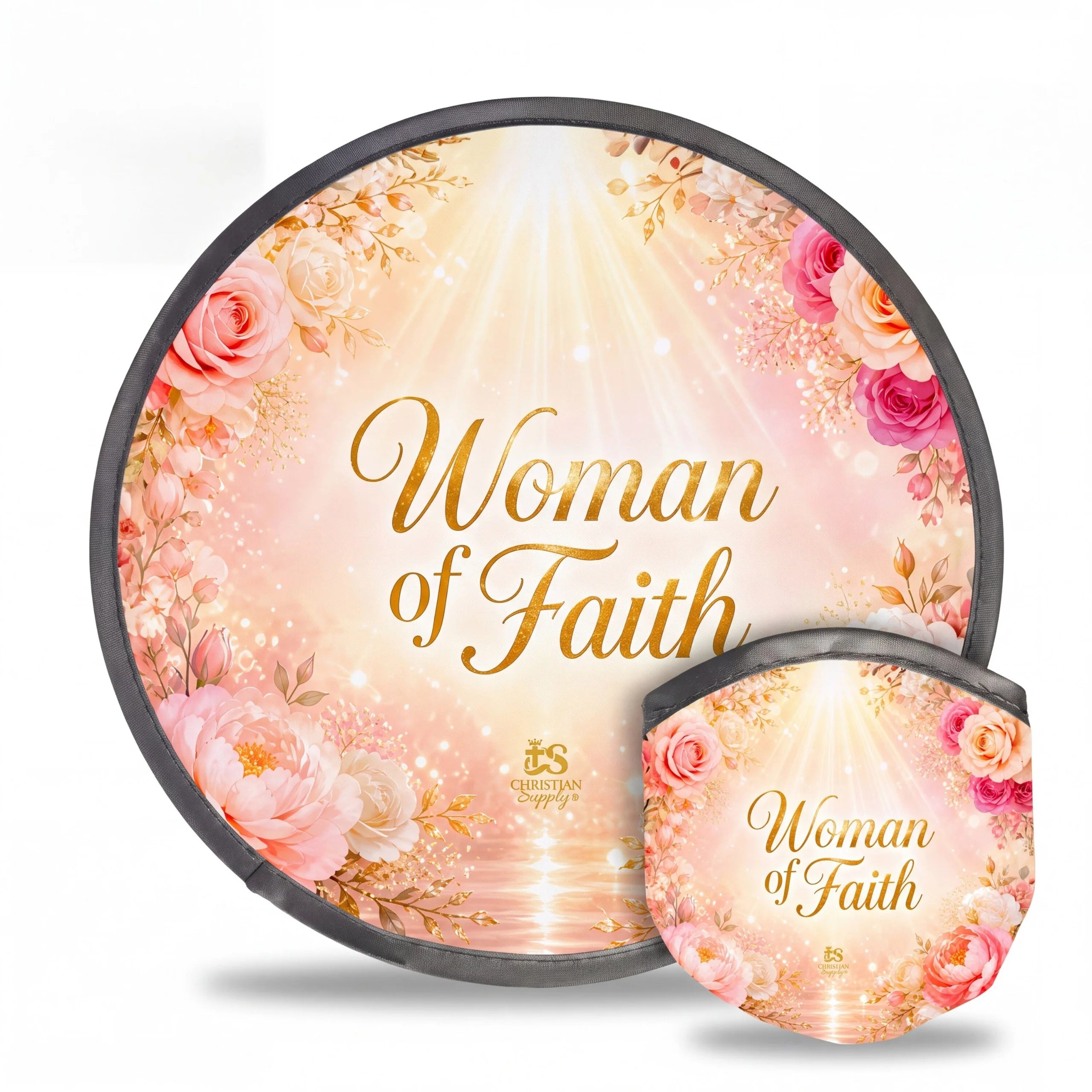 Christian Foldable Fan with Matching Pouch | Inspirational Faith Gift