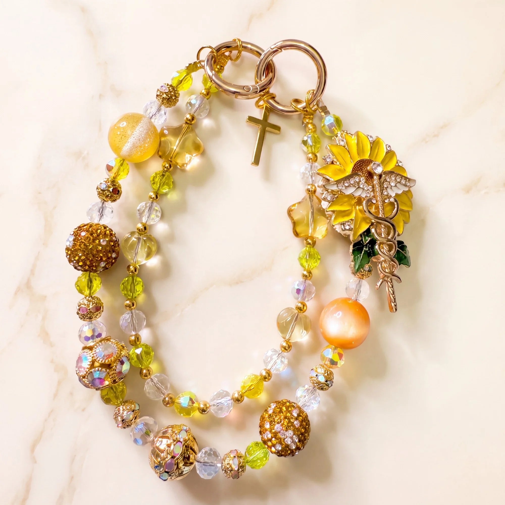 Floral Bag Charm | Flower Purse Charm & Beaded Handbag Accessory