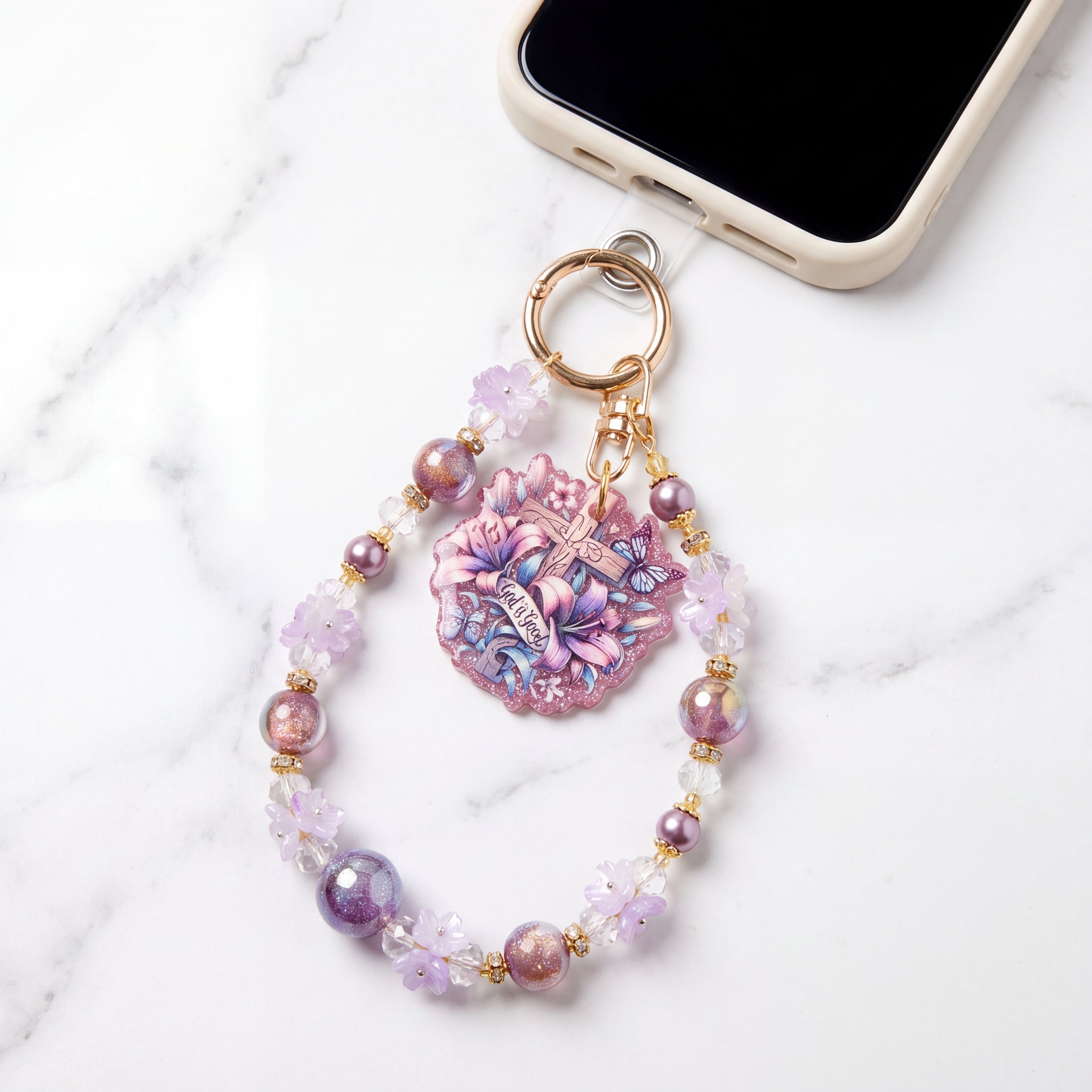 Inspirational Beaded Phone Charm | Phone Tether, Purse Charm & Bag Accessory