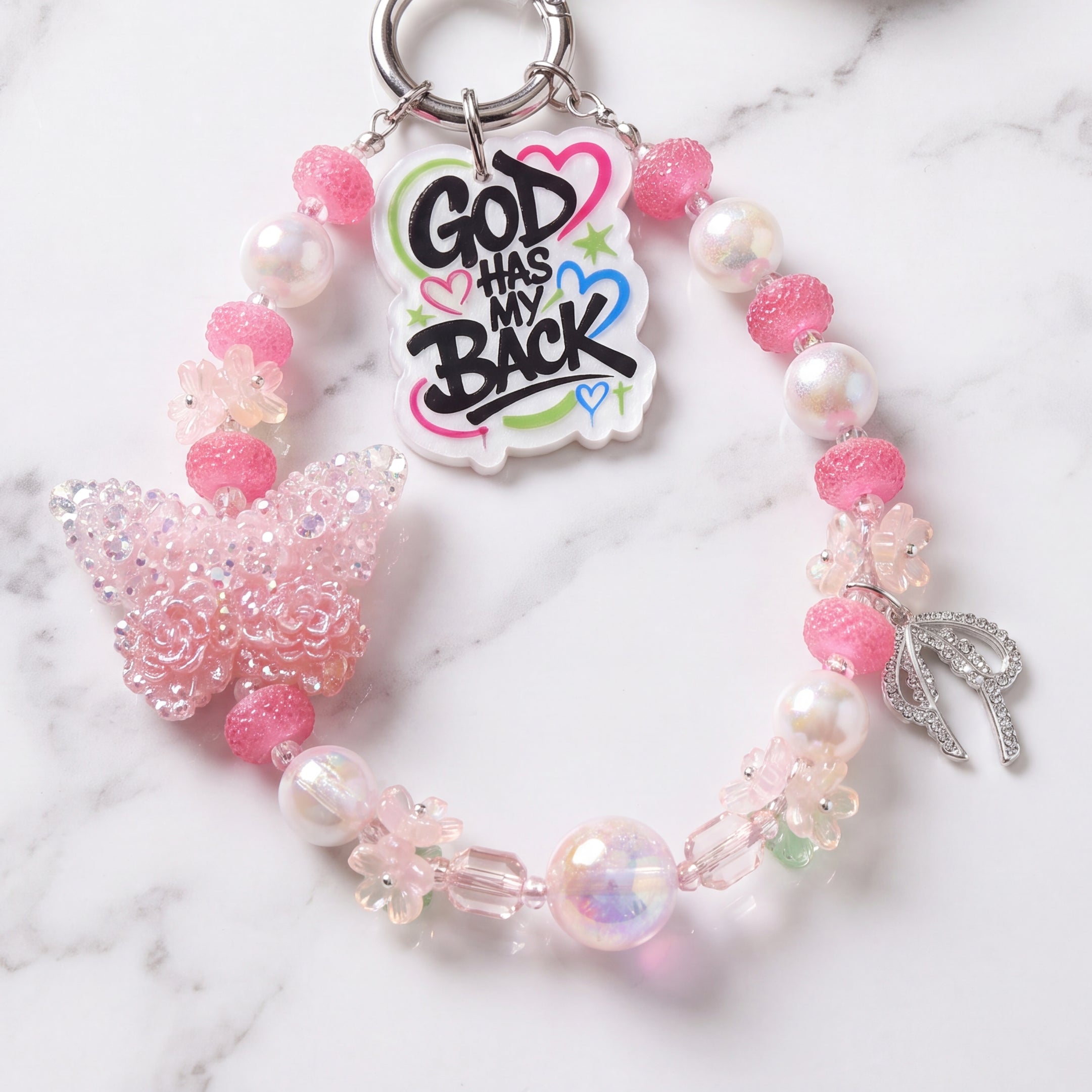 Inspirational Beaded Phone Charm | Phone Tether, Purse Charm & Bag Accessory