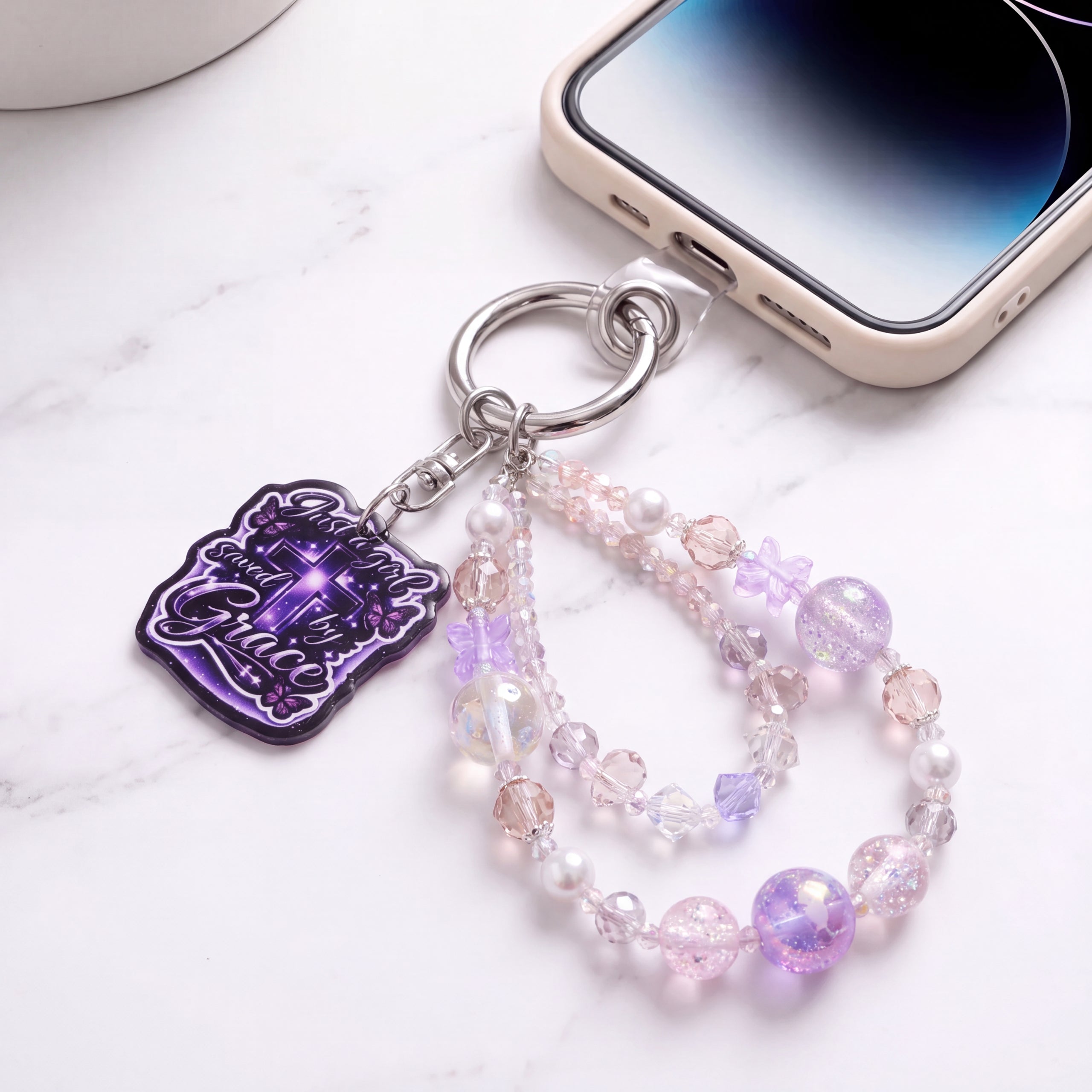 Inspirational Beaded Phone Charm | Phone Tether, Purse Charm & Bag Accessory