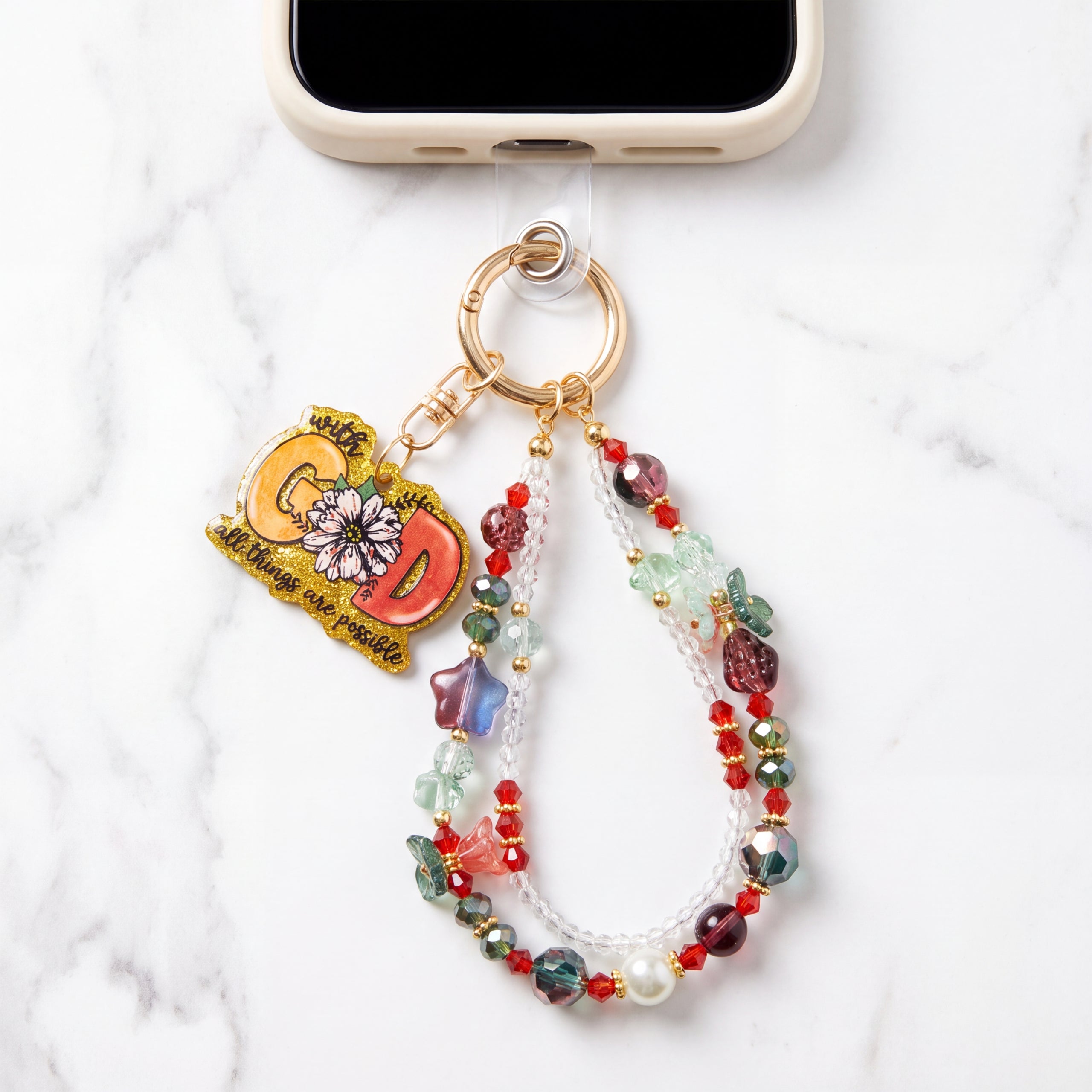 Inspirational Beaded Phone Charm | Phone Tether, Purse Charm & Bag Accessory