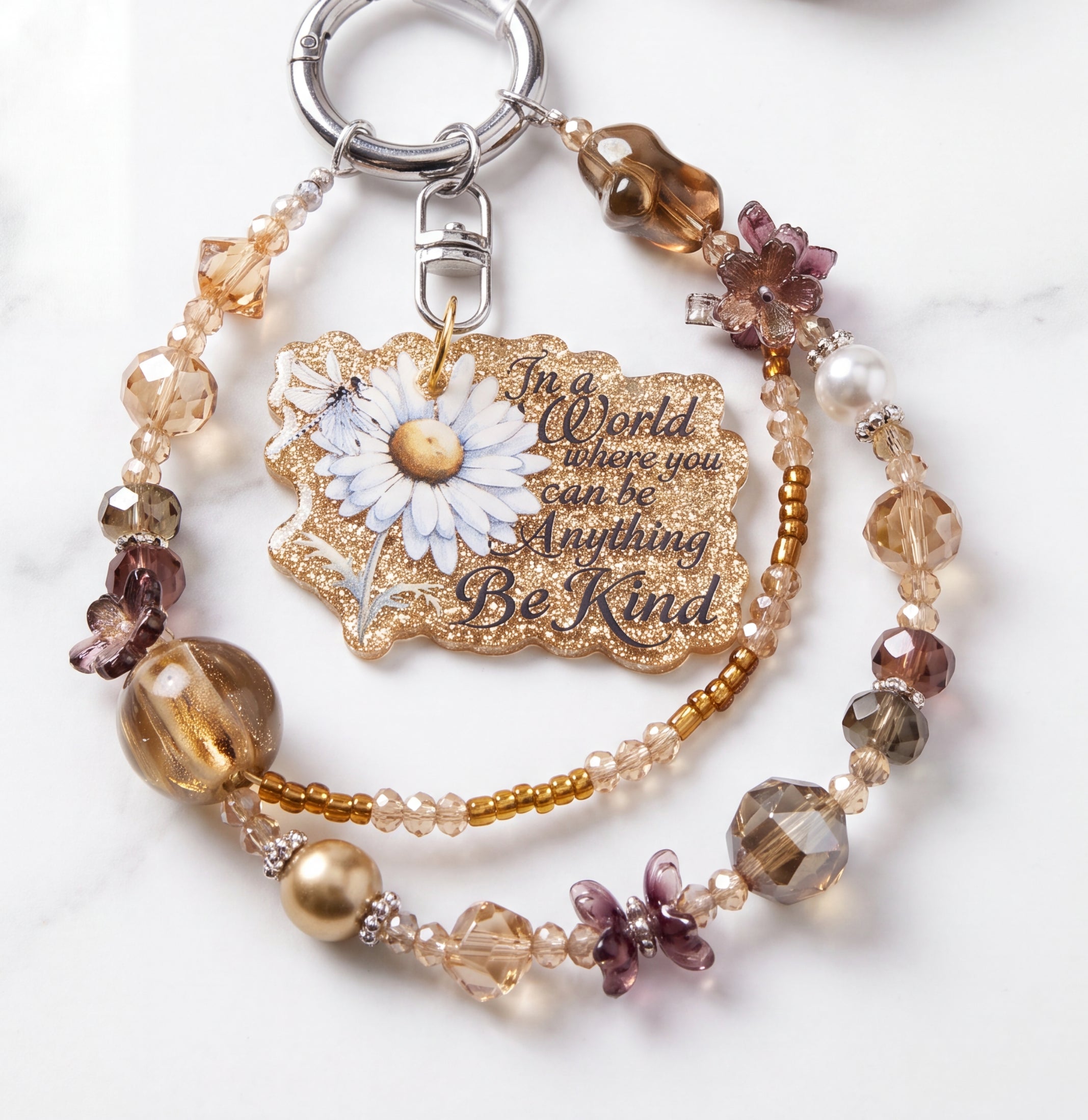 Inspirational Beaded Phone Charm | Phone Tether, Purse Charm & Bag Accessory