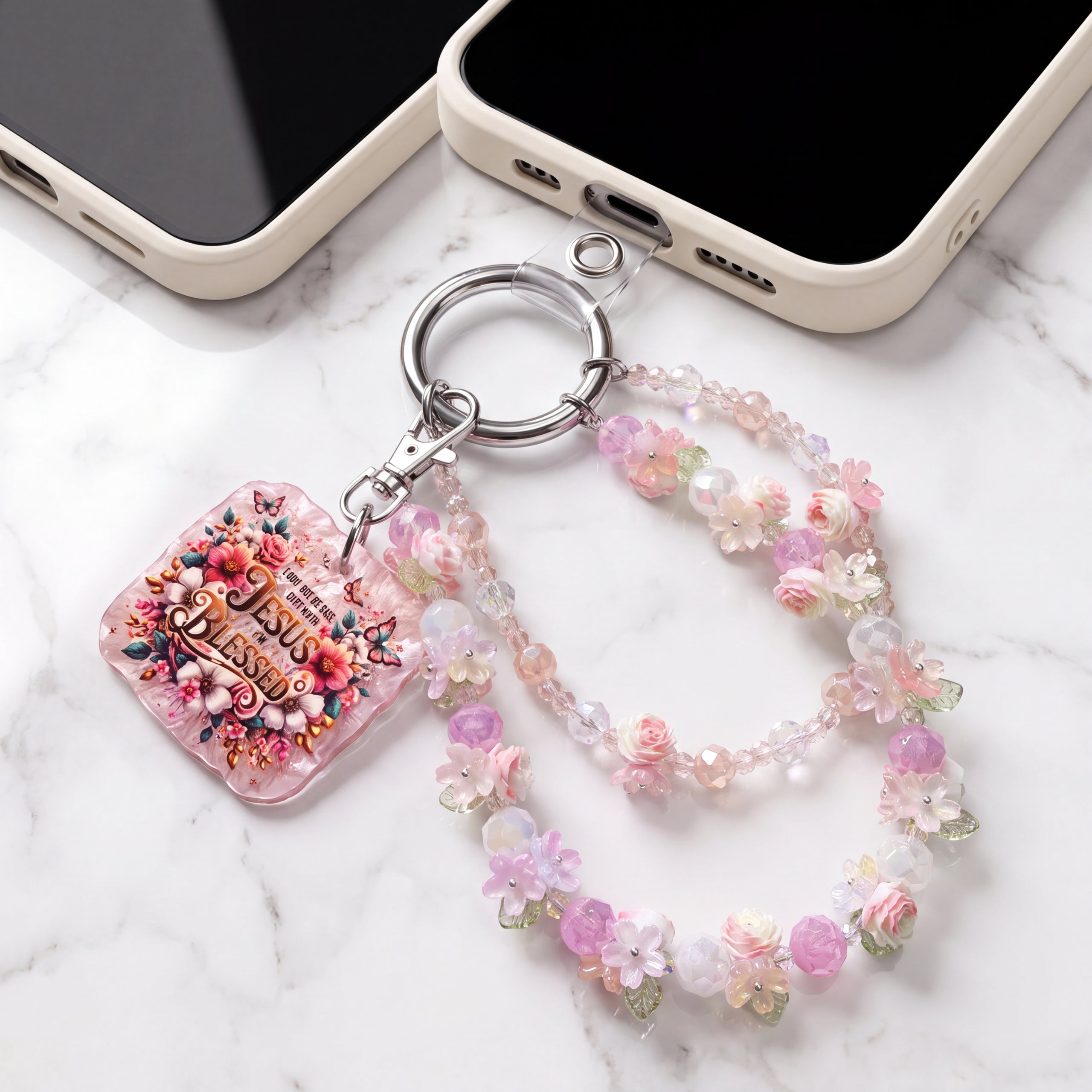 Inspirational Beaded Phone Charm | Phone Tether, Purse Charm & Bag Accessory