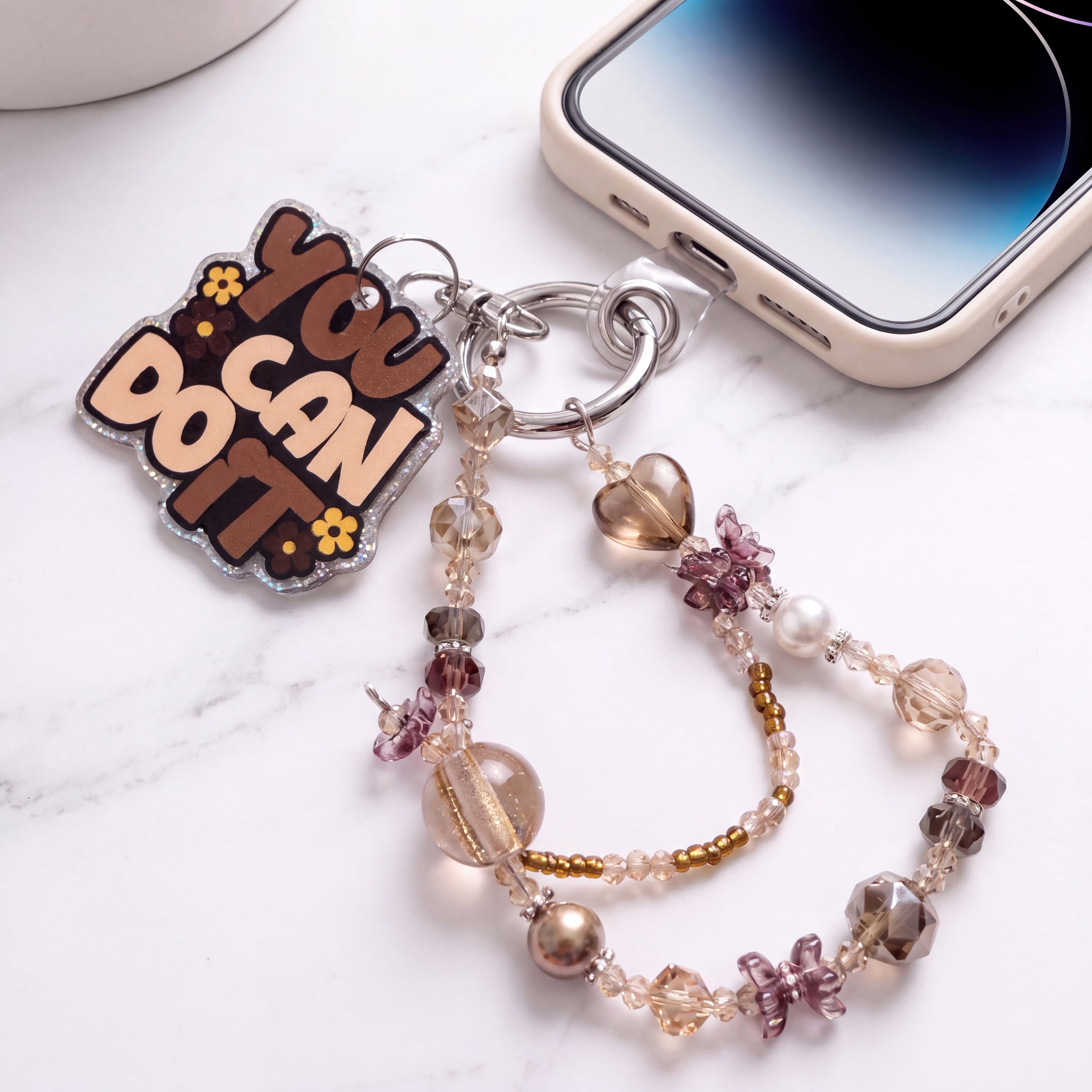 Inspirational Beaded Phone Charm | Phone Tether, Purse Charm & Bag Accessory