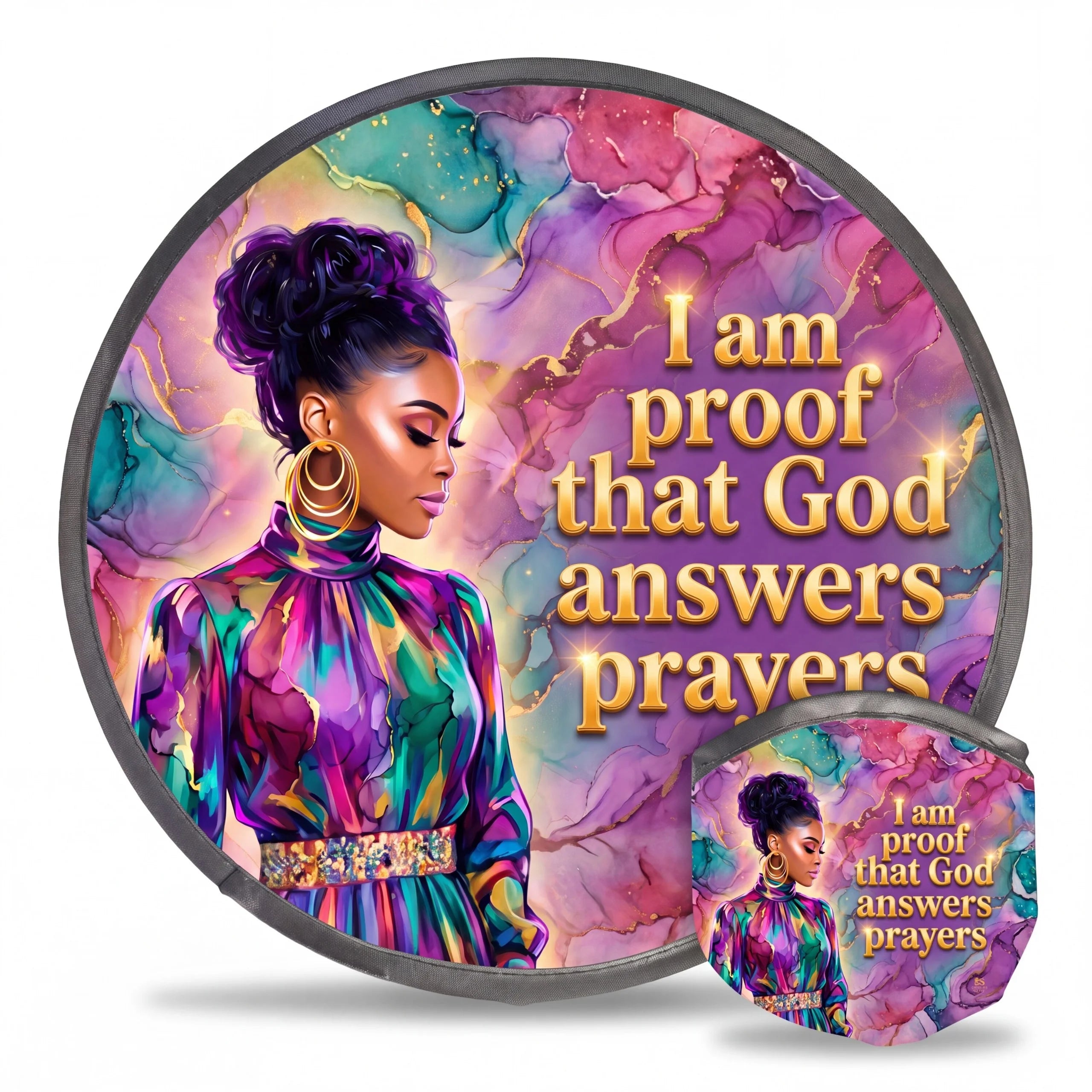Christian Foldable Fan with Matching Pouch | Inspirational Faith Gift
