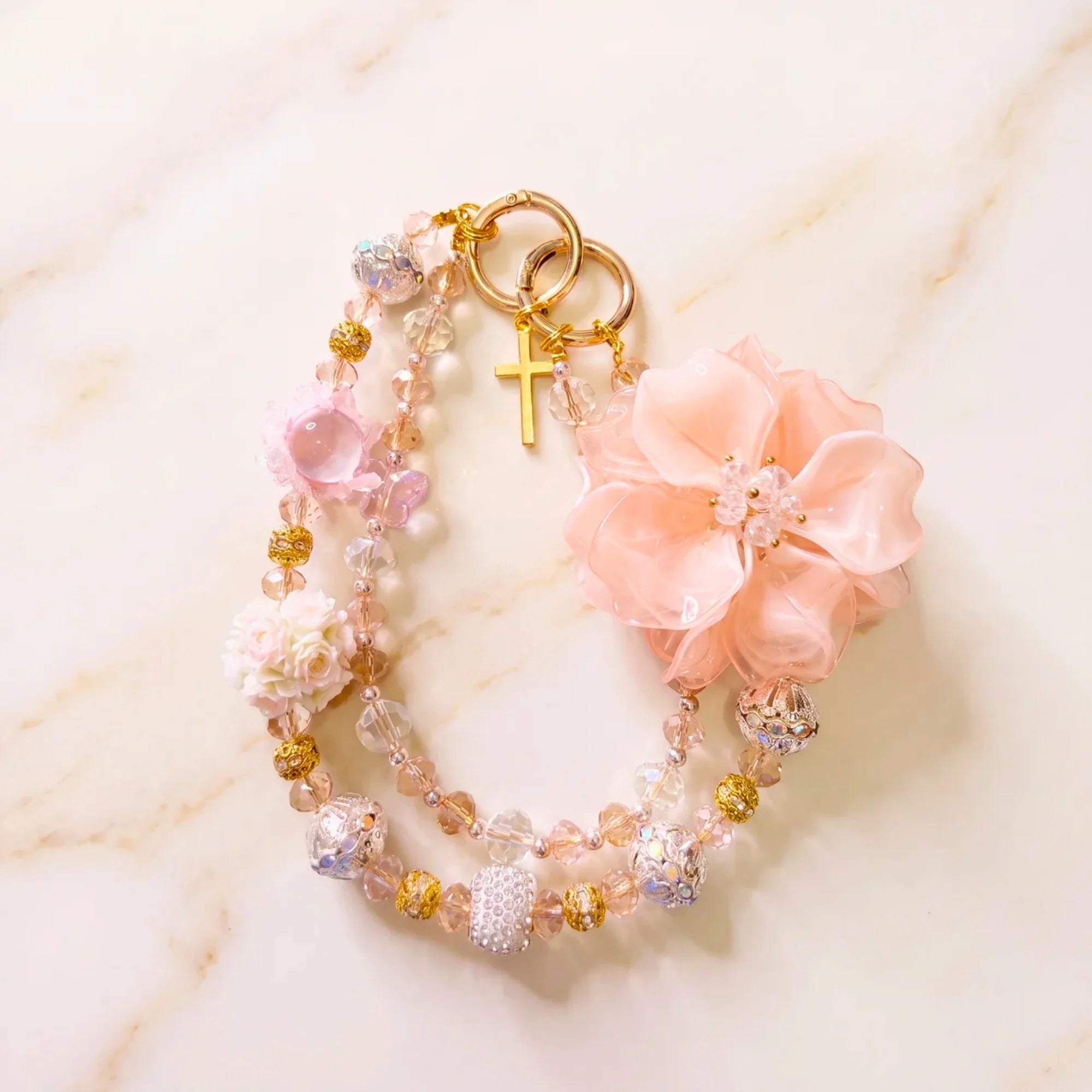Floral Bag Charm | Flower Purse Charm & Beaded Handbag Accessory