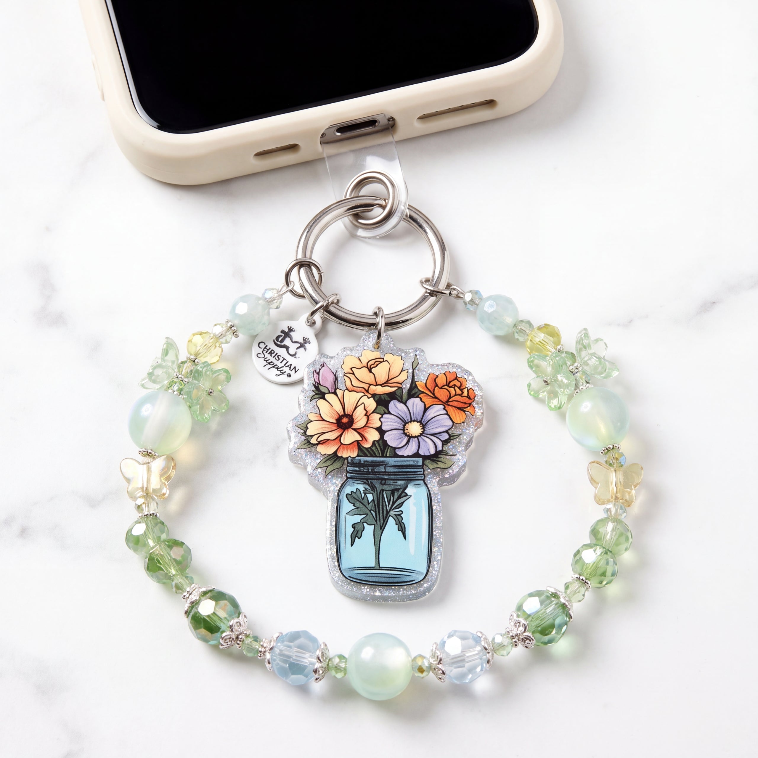 Inspirational Beaded Phone Charm | Phone Tether, Purse Charm & Bag Accessory