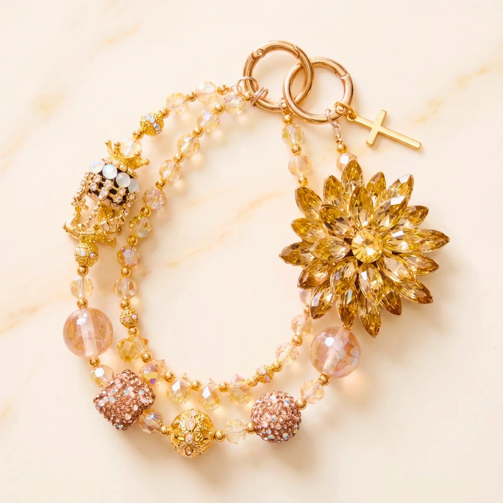 Floral Bag Charm | Flower Purse Charm & Beaded Handbag Accessory