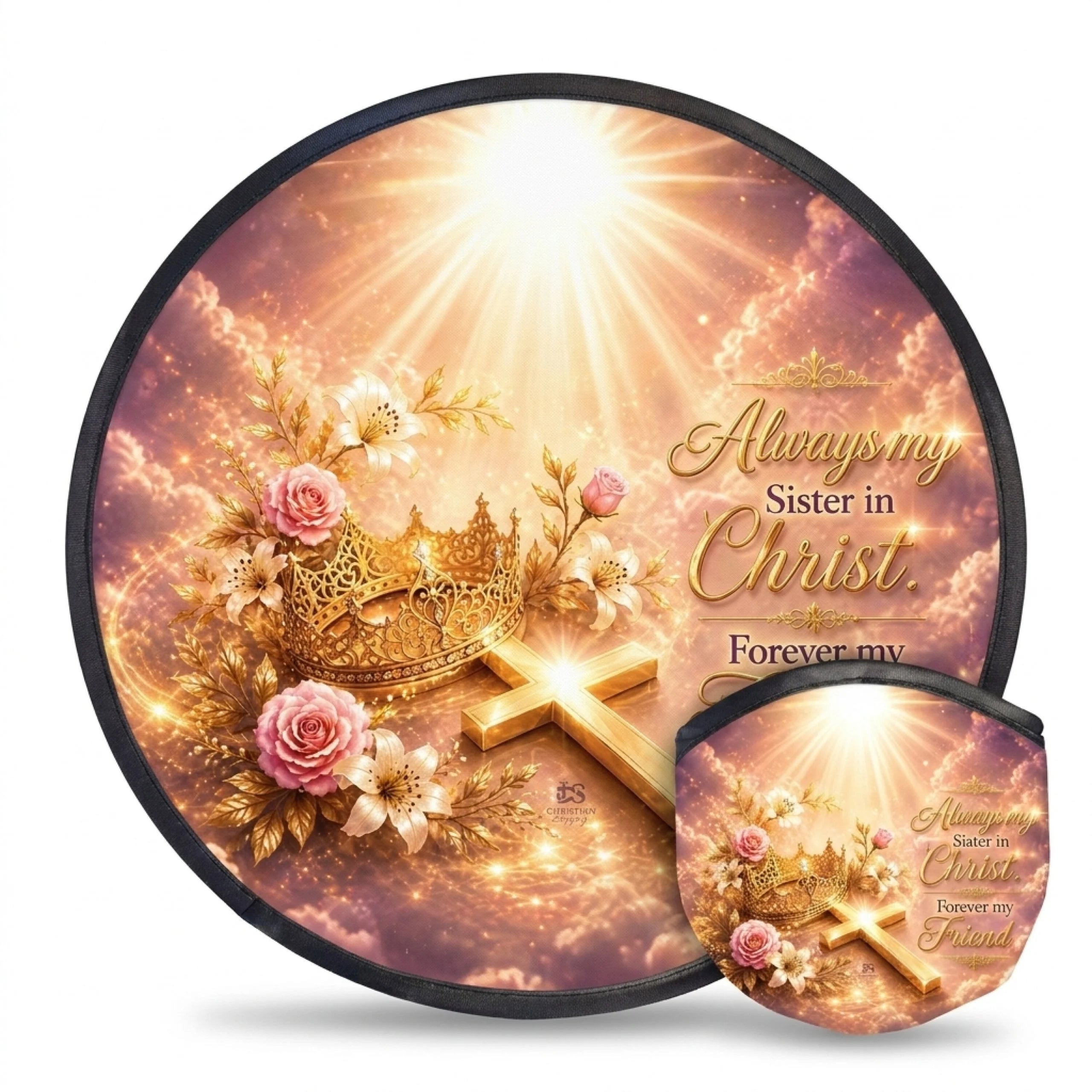 Christian Foldable Fan with Matching Pouch | Inspirational Faith Gift