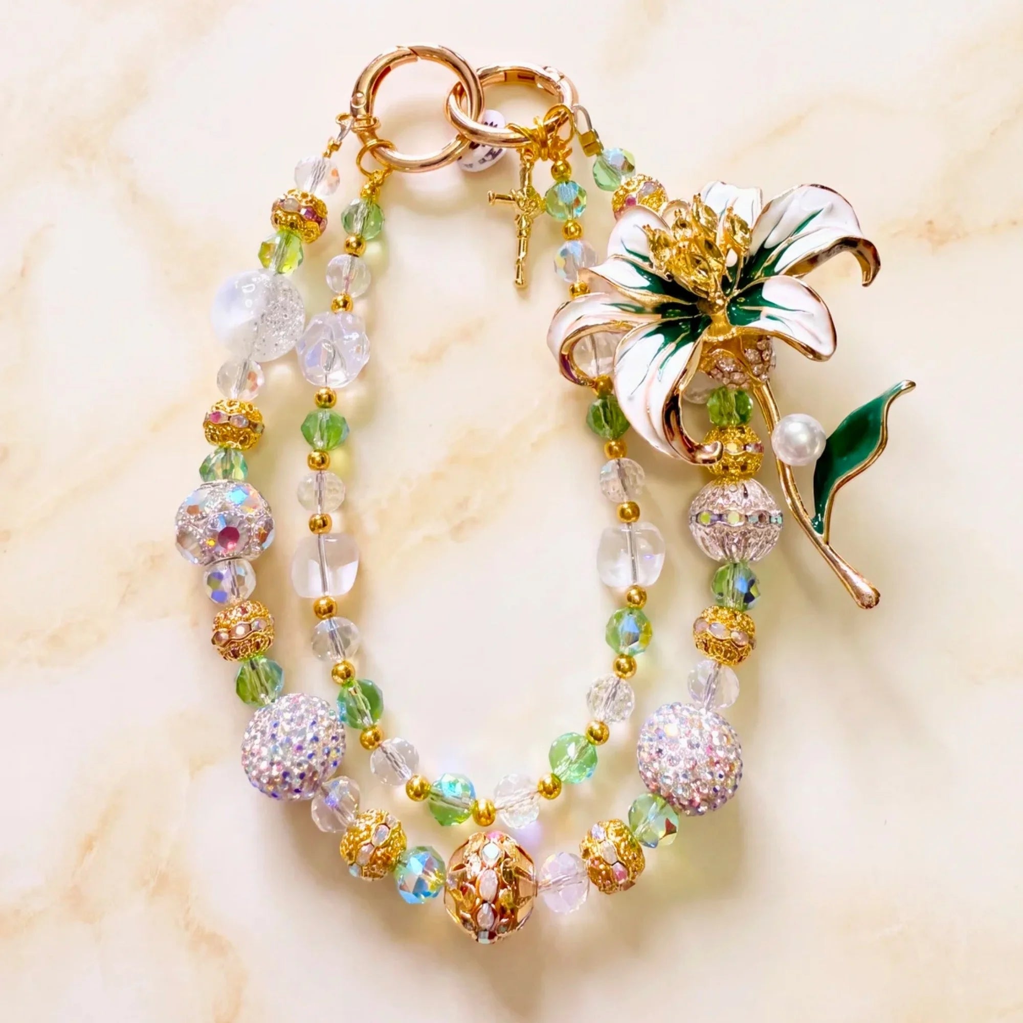 Floral Bag Charm | Flower Purse Charm & Beaded Handbag Accessory