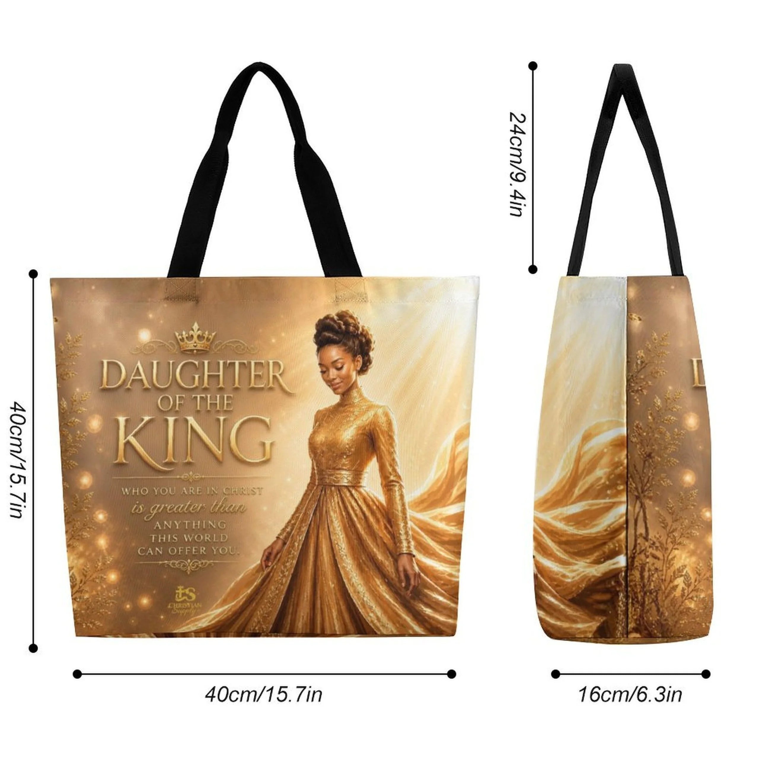 Tote Bag - Daughter of the King| Christian Inspirational Faith Shoulder Bag | Reusable Shopping Bag | Christian Gift for Women