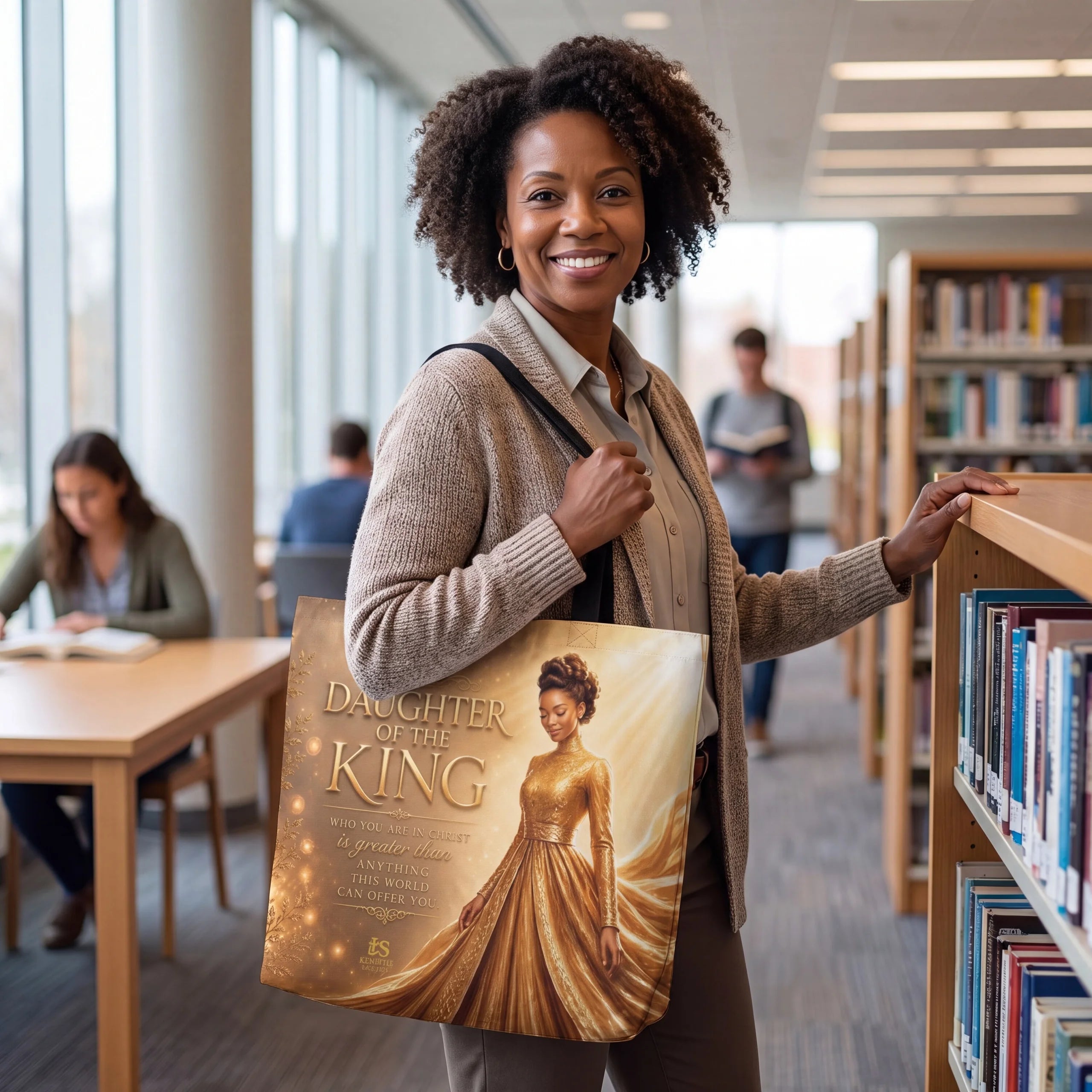 Tote Bag - Daughter of the King| Christian Inspirational Faith Shoulder Bag | Reusable Shopping Bag | Christian Gift for Women