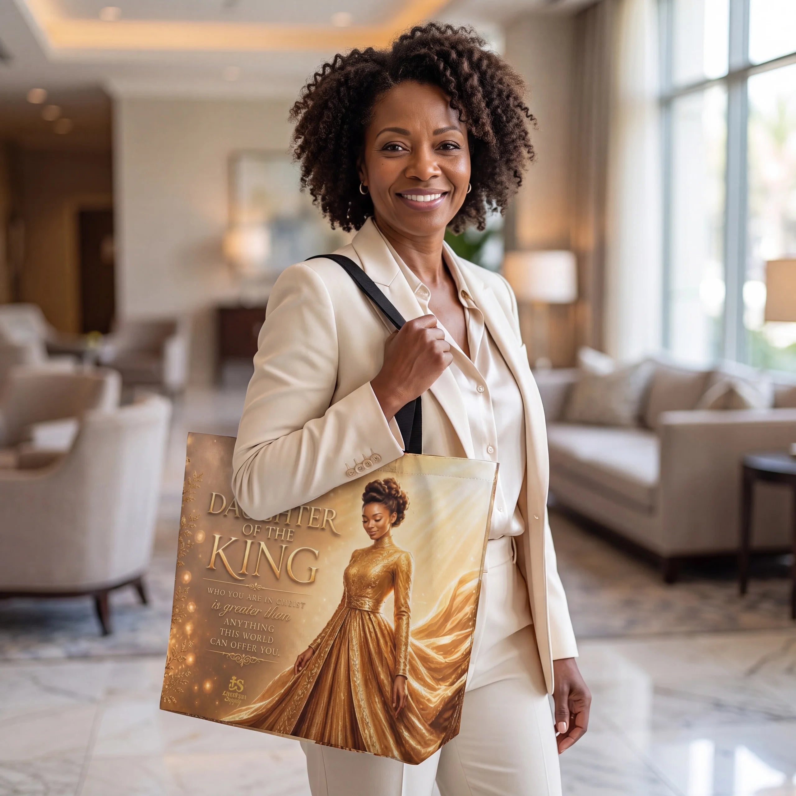 Tote Bag - Daughter of the King| Christian Inspirational Faith Shoulder Bag | Reusable Shopping Bag | Christian Gift for Women
