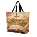 Tote Bag - This is How I Fight My Battles| Christian Inspirational Faith Shoulder Bag | Reusable Shopping Bag | Christian Gift for Women