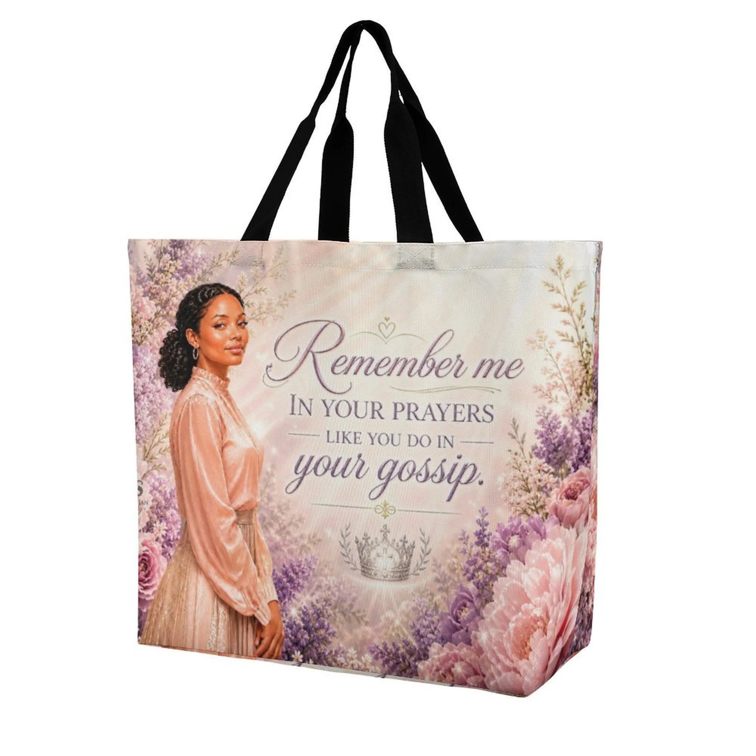 Tote Bag - Remember Me in Your Prayers, Flowers| Christian Inspirational Faith Shoulder Bag | Reusable Shopping Bag | Christian Gift for Women