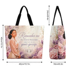 Tote Bag - Remember Me in Your Prayers, Flowers| Christian Inspirational Faith Shoulder Bag | Reusable Shopping Bag | Christian Gift for Women