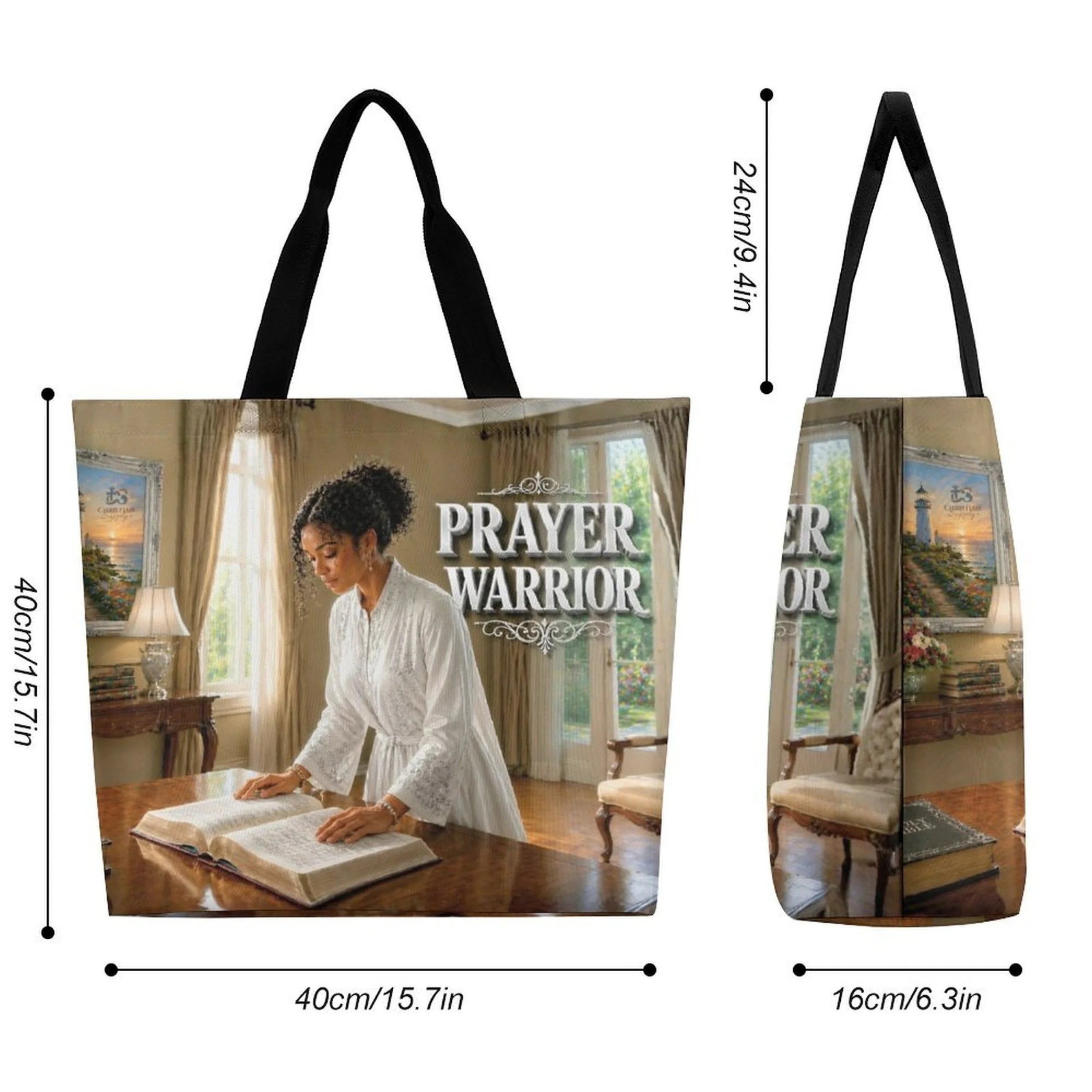 Tote Bag - Prayer Warrior| Christian Inspirational Faith Shoulder Bag | Reusable Shopping Bag | Christian Gift for Women