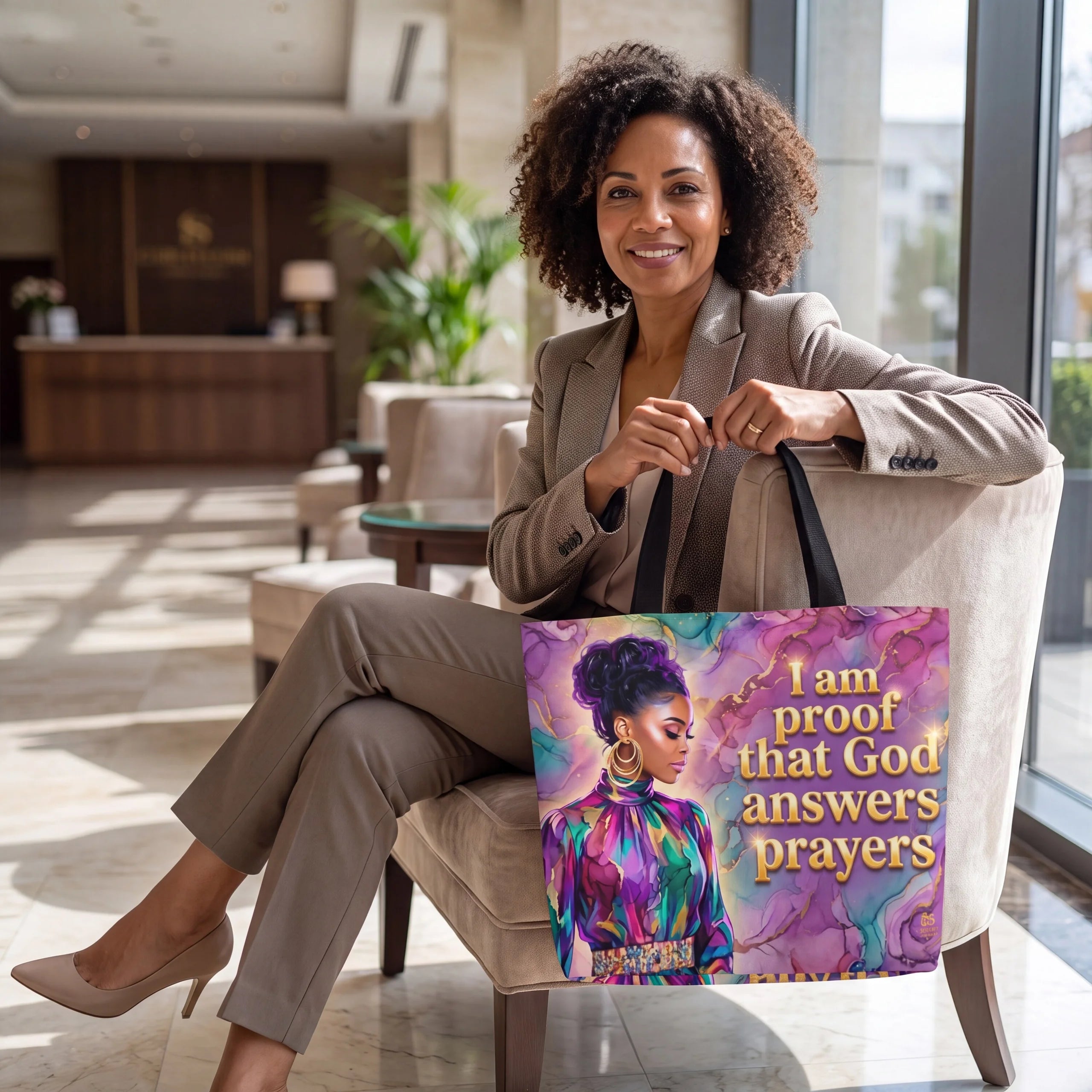 Tote Bag - I am Proof that God Answers Prayers| Christian Inspirational Faith Shoulder Bag | Reusable Shopping Bag | Christian Gift for Women