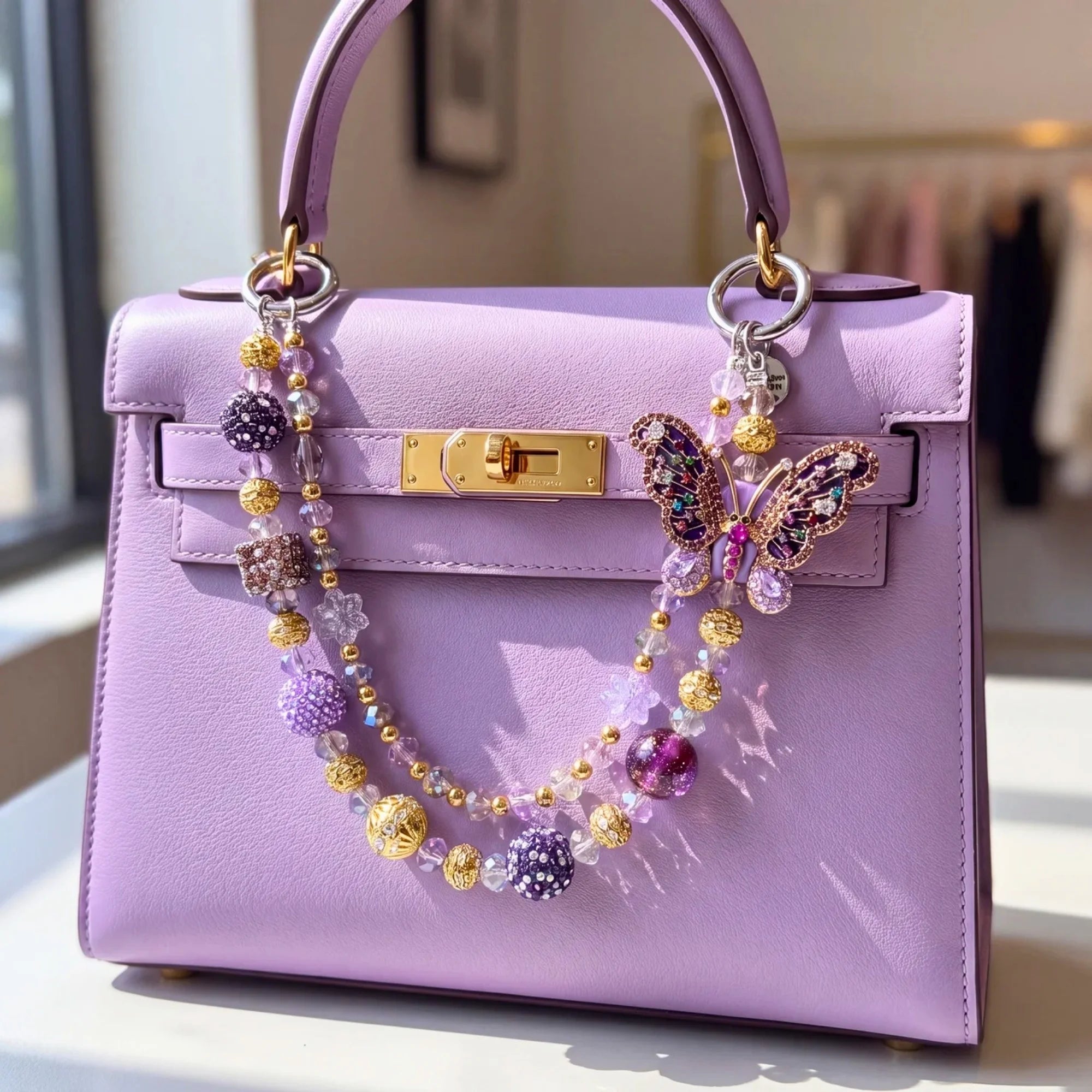 Butterfly & Nature Bag Charm | Butterfly Purse Charm & Beaded Handbag Accessory