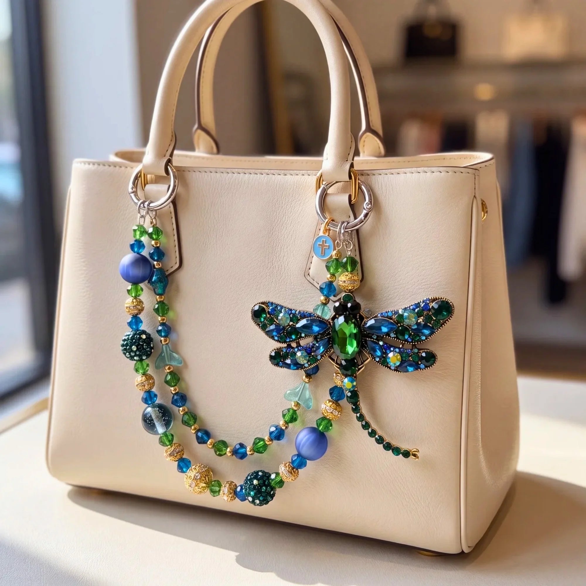 Butterfly & Nature Bag Charm | Butterfly Purse Charm & Beaded Handbag Accessory