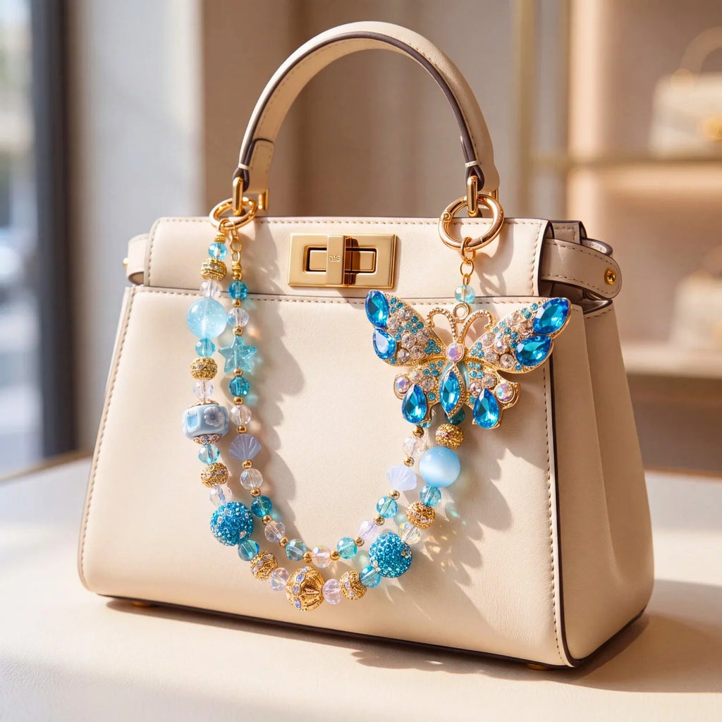 Butterfly & Nature Bag Charm | Butterfly Purse Charm & Beaded Handbag Accessory