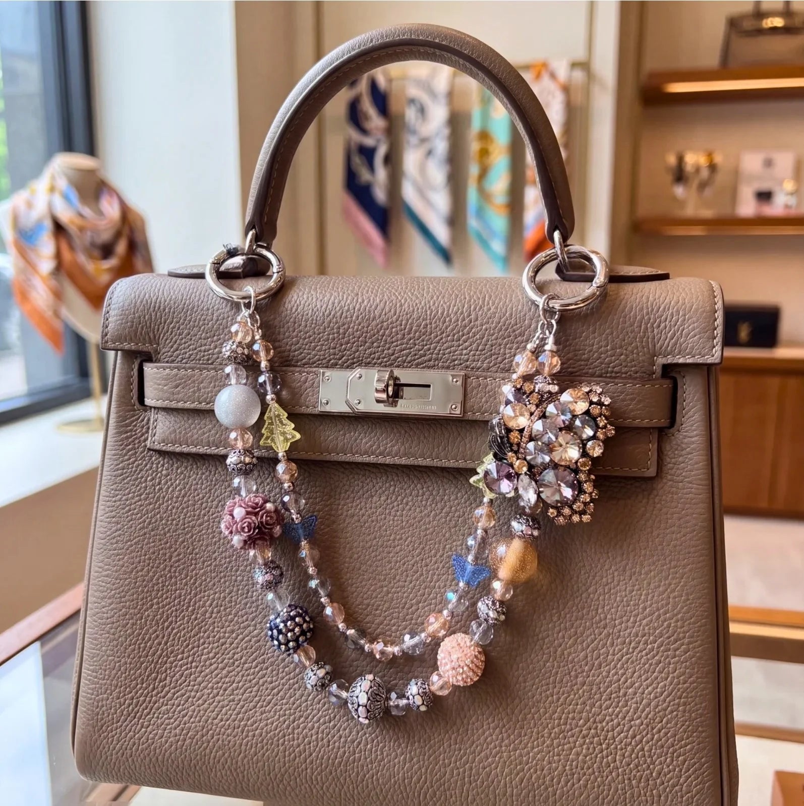 Butterfly & Nature Bag Charm | Butterfly Purse Charm & Beaded Handbag Accessory