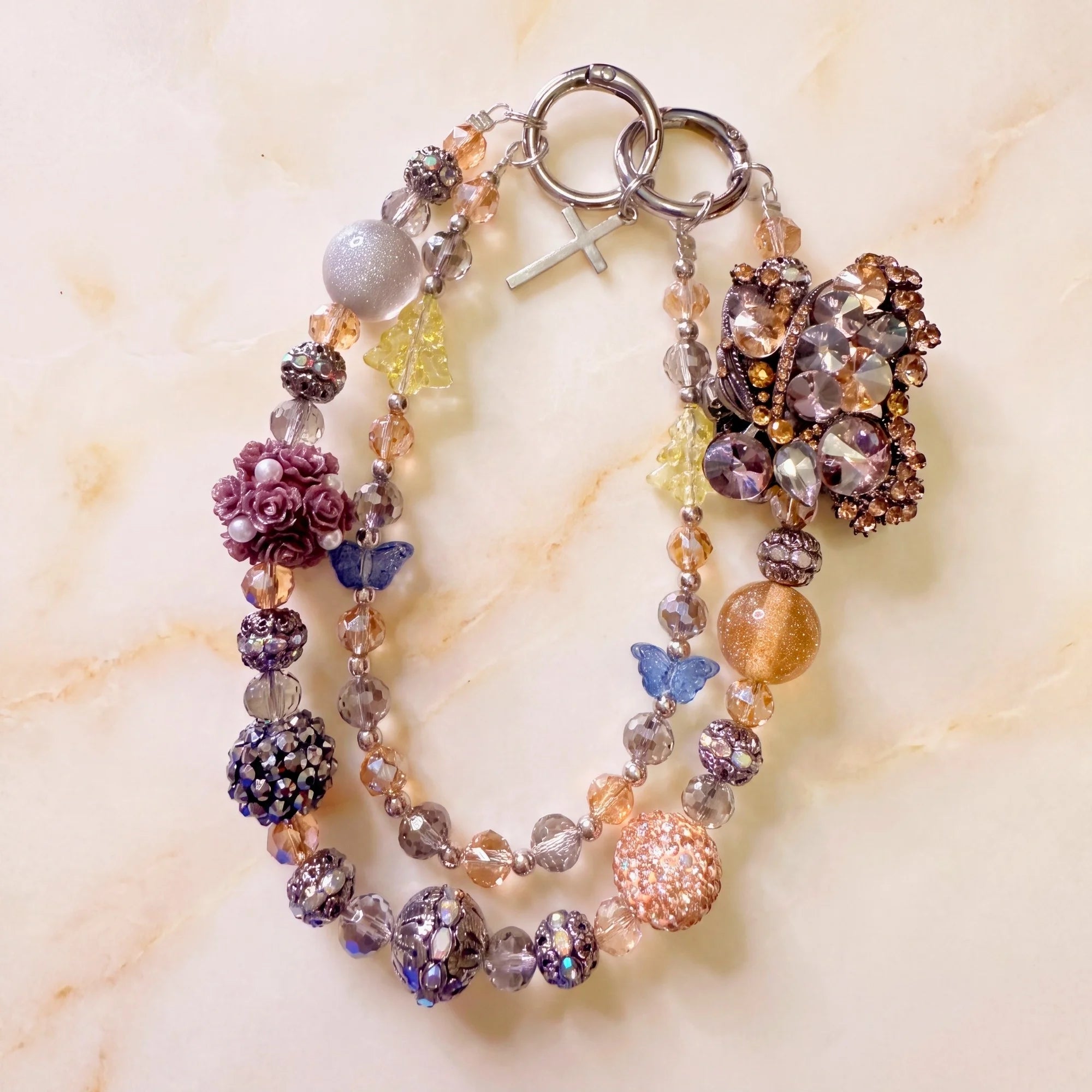 Butterfly & Nature Bag Charm | Butterfly Purse Charm & Beaded Handbag Accessory
