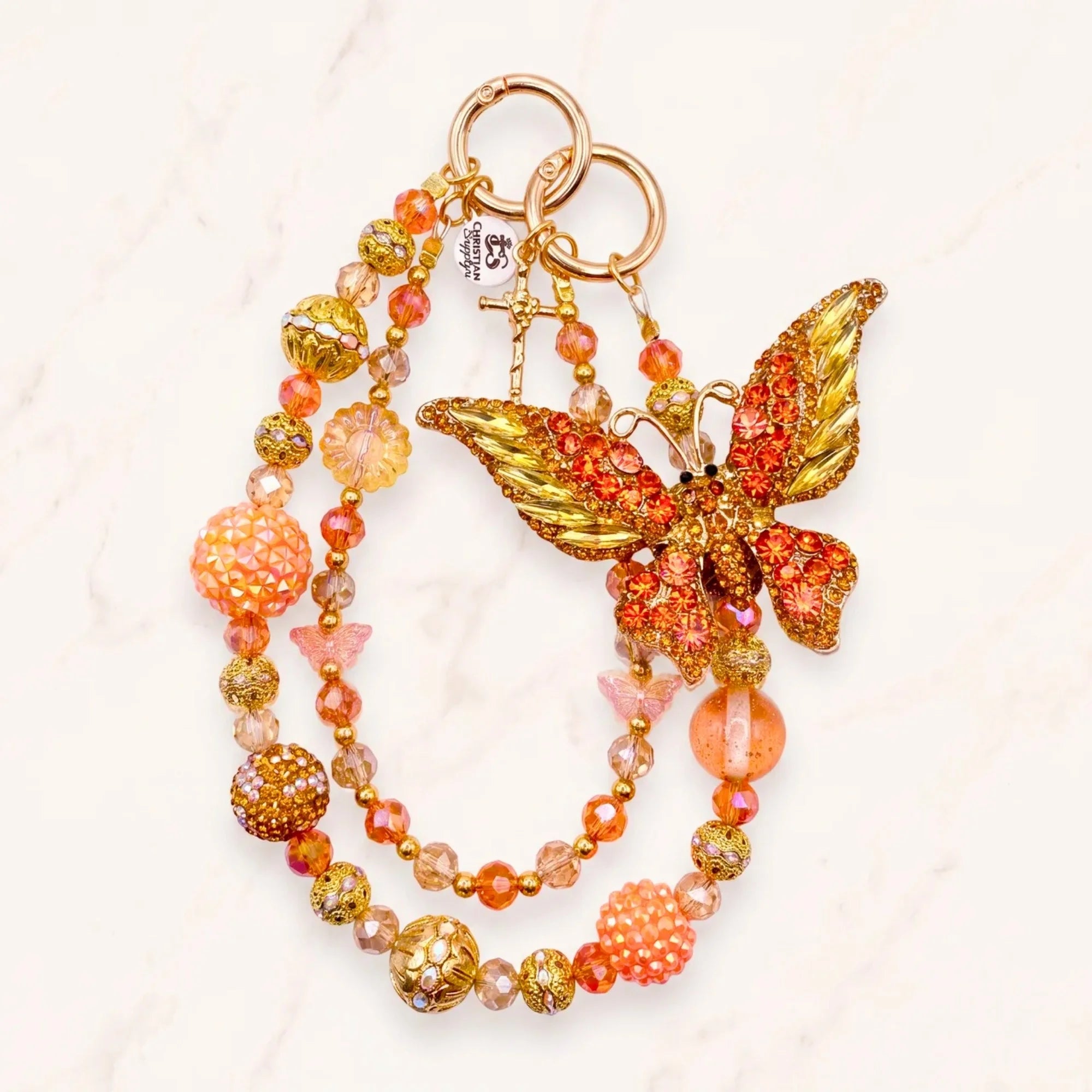 Butterfly & Nature Bag Charm | Butterfly Purse Charm & Beaded Handbag Accessory