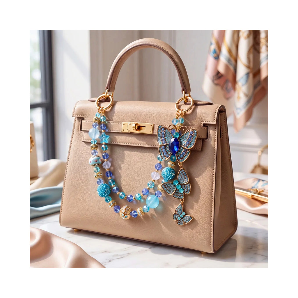 Butterfly & Nature Bag Charm | Butterfly Purse Charm & Beaded Handbag Accessory