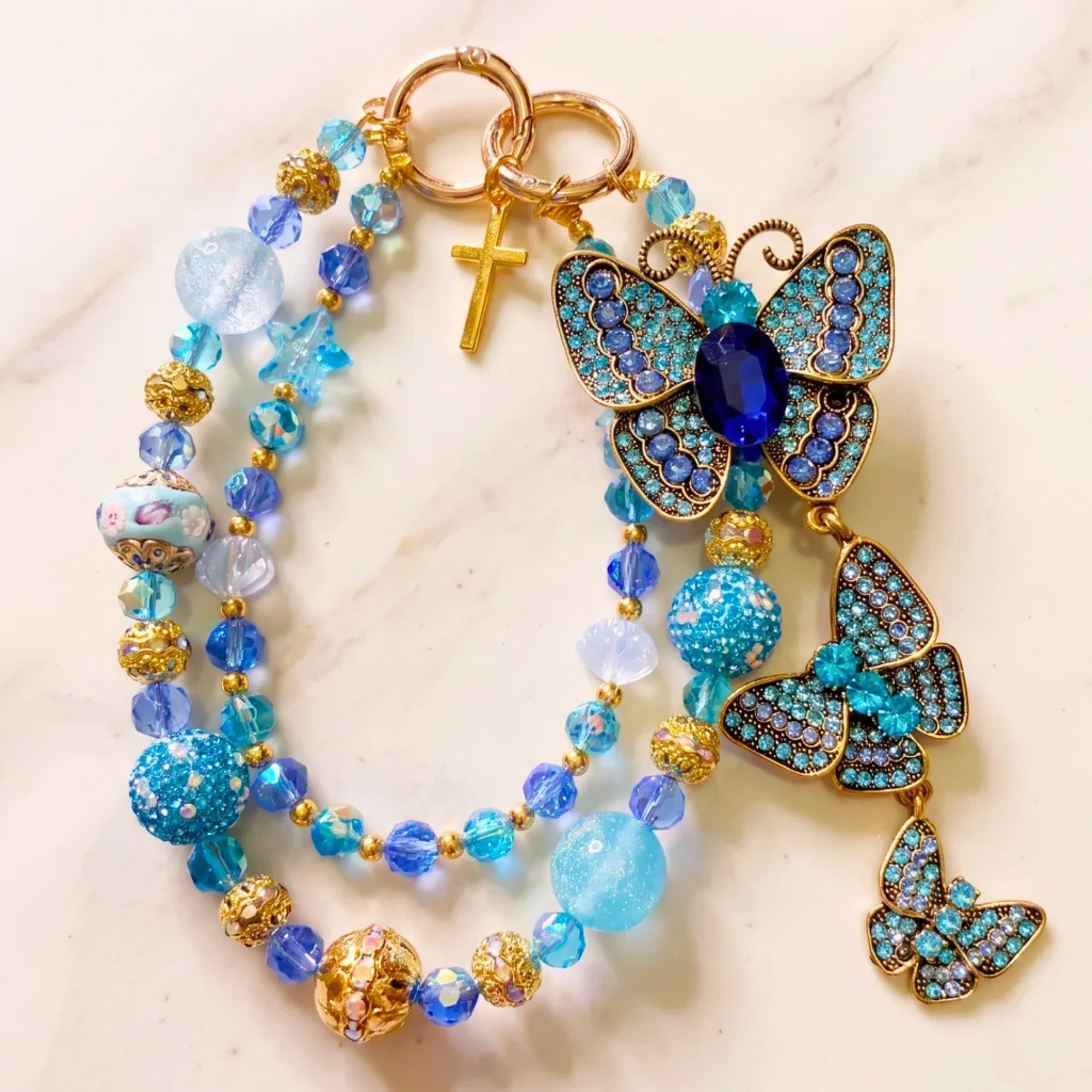 Butterfly & Nature Bag Charm | Butterfly Purse Charm & Beaded Handbag Accessory