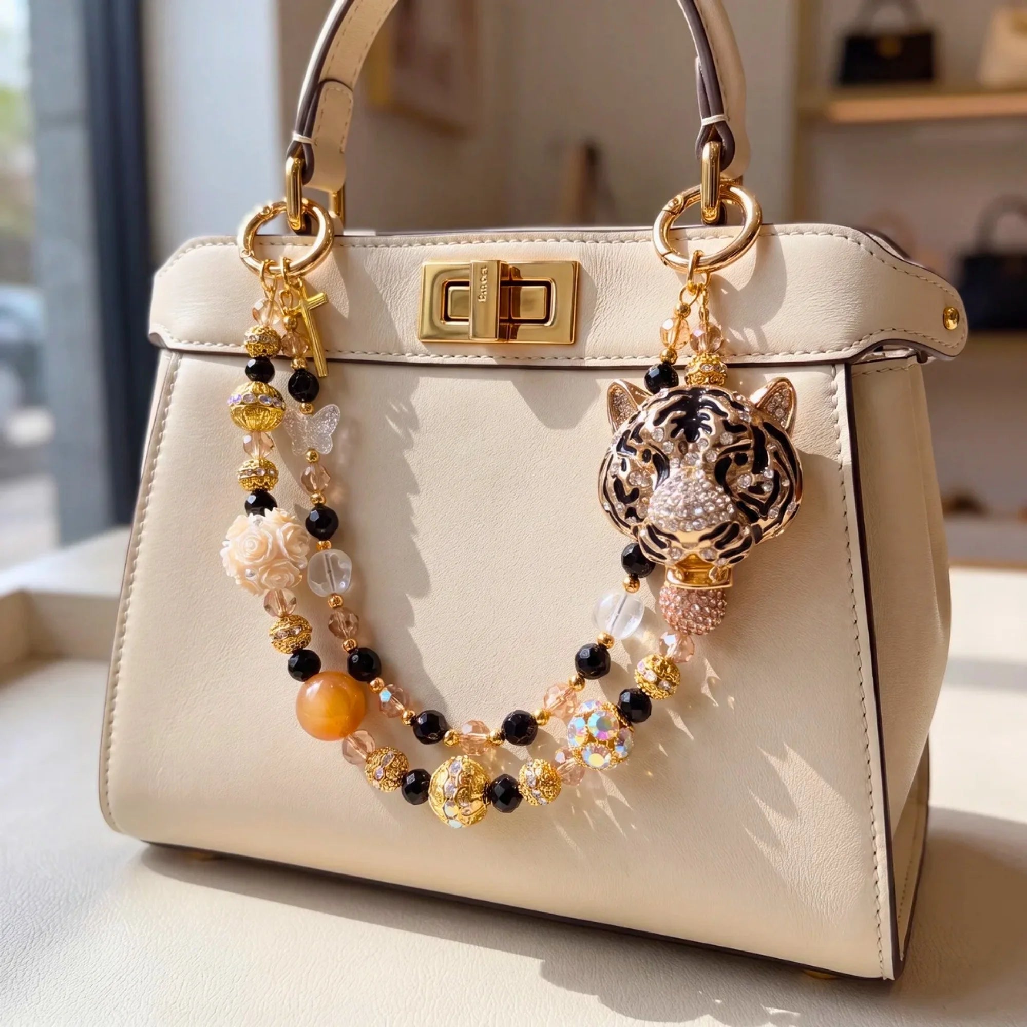 Butterfly & Nature Bag Charm | Butterfly Purse Charm & Beaded Handbag Accessory