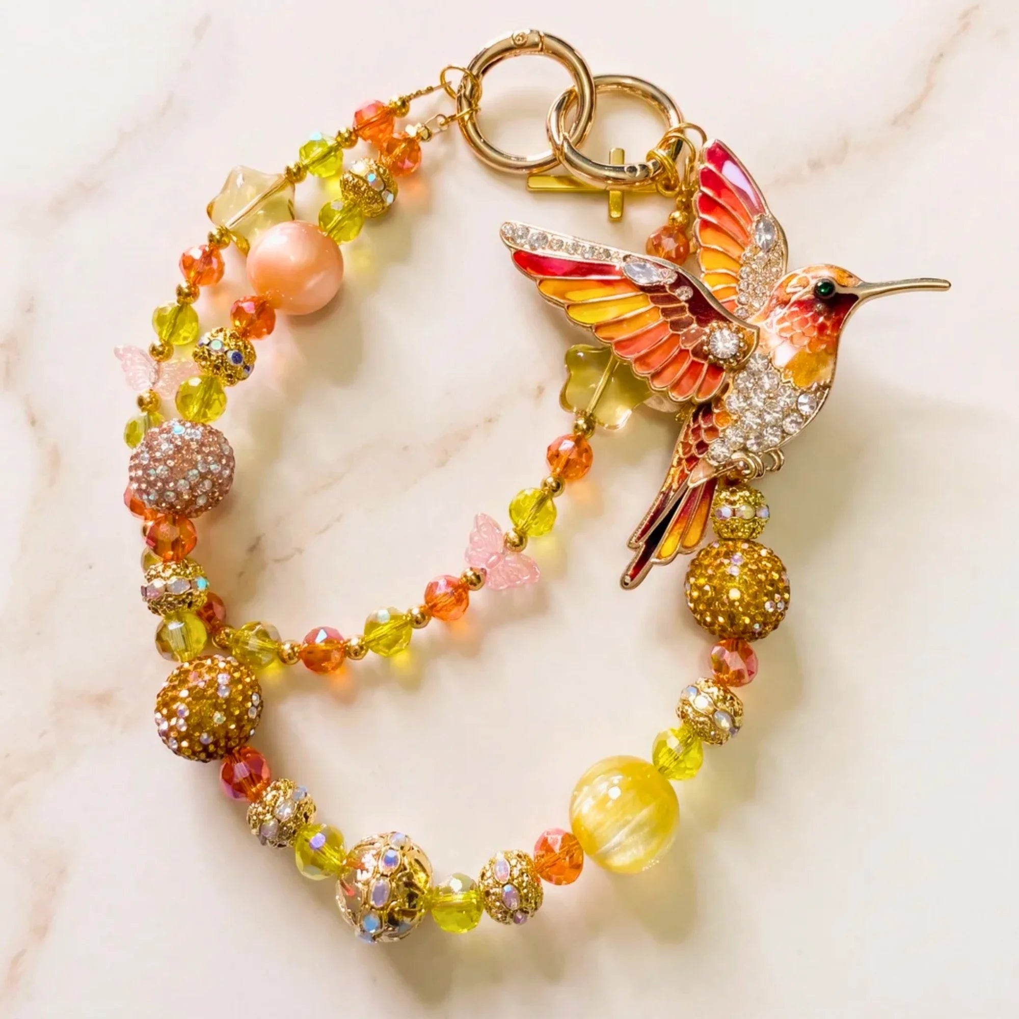 Butterfly & Nature Bag Charm | Butterfly Purse Charm & Beaded Handbag Accessory