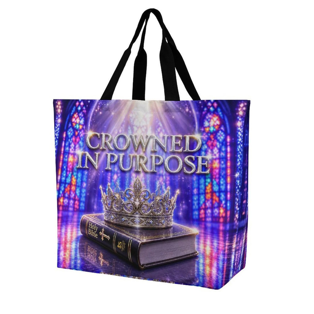 Tote Bag - Crowned in Purpose | Christian Inspirational Faith Shoulder Bag | Reusable Shopping Bag | Christian Gift for Women