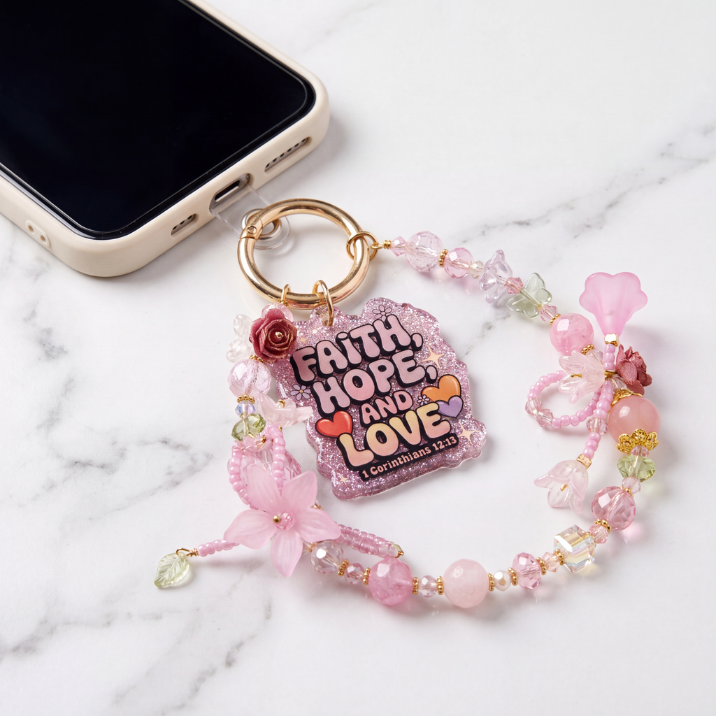 Inspirational Beaded Phone Charm | Phone Tether, Purse Charm & Bag Accessory
